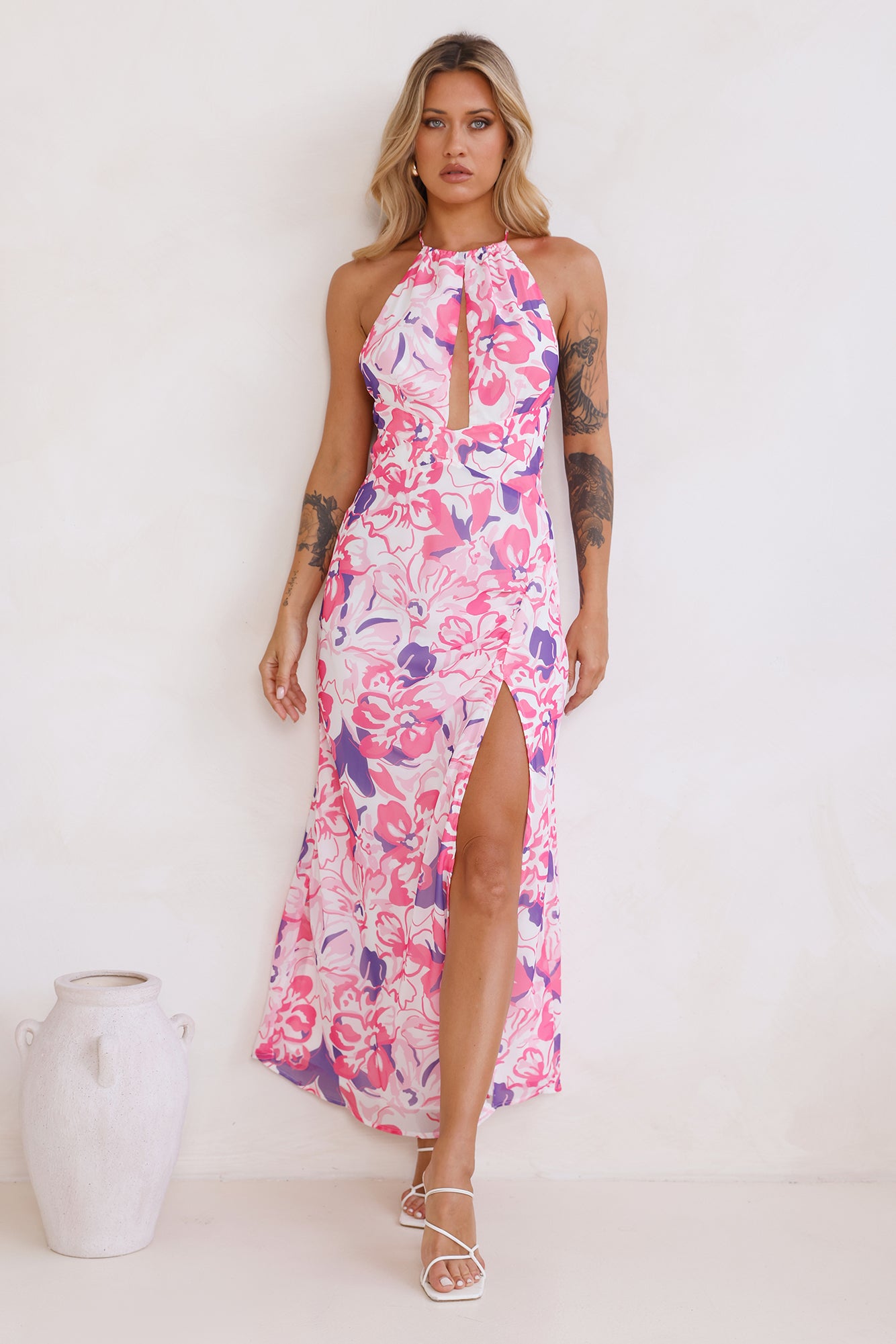 Way to Go Halter Neck Maxi Dress Pink