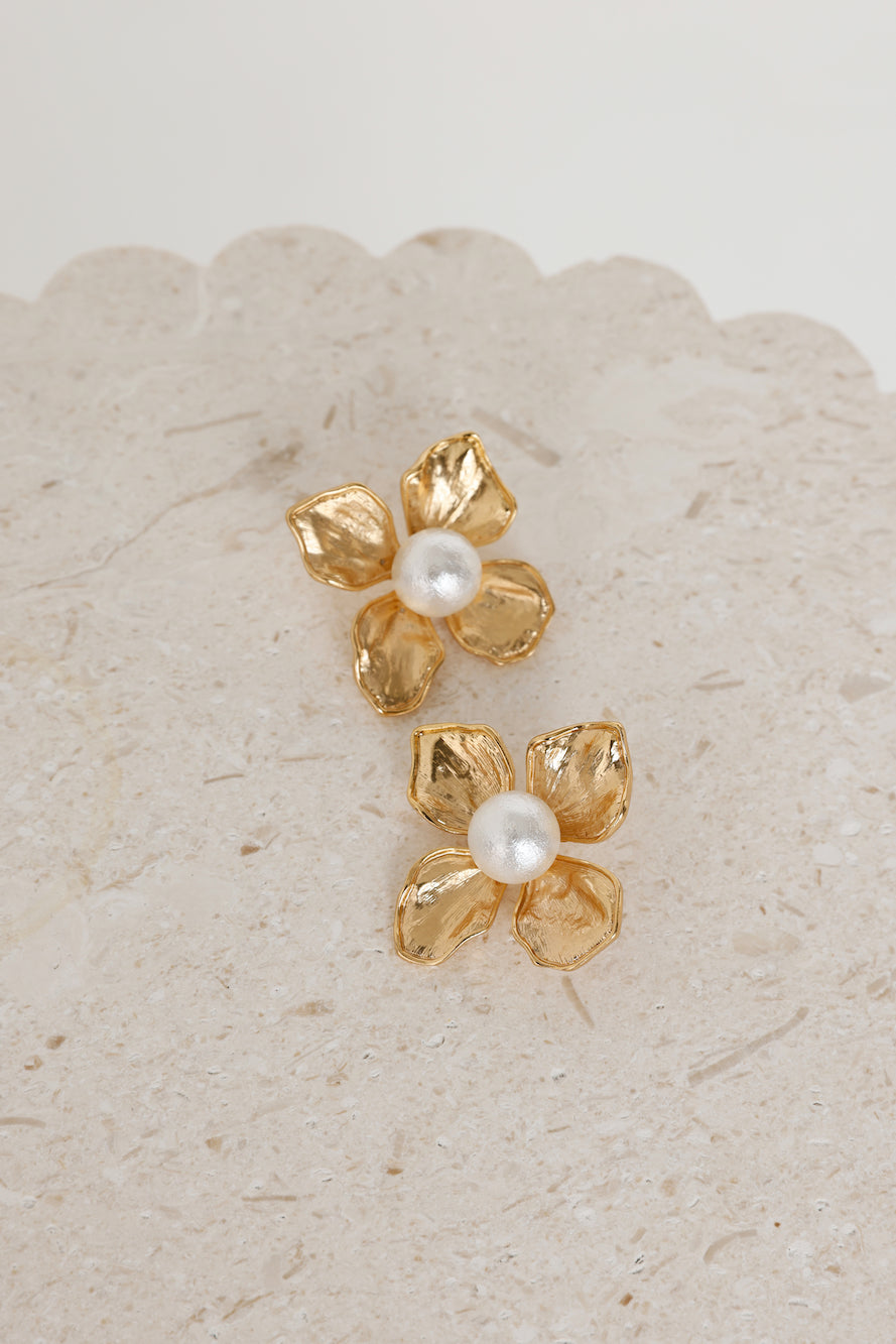 18k Gold Plated Lover Flower Earrings Gold