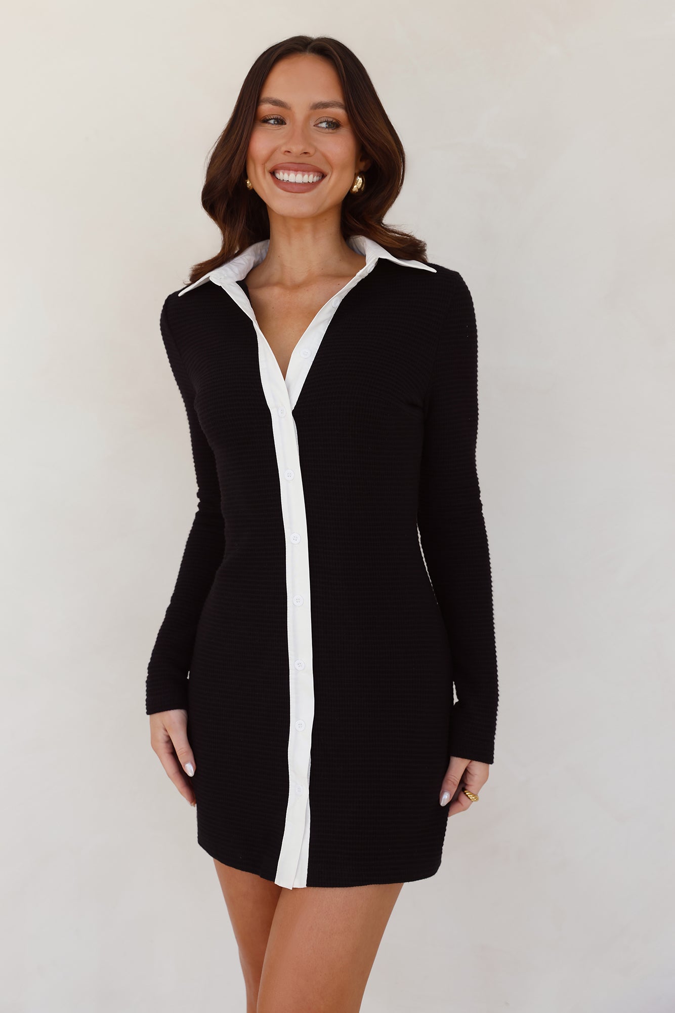 Elevated Style Shirt Dress Black