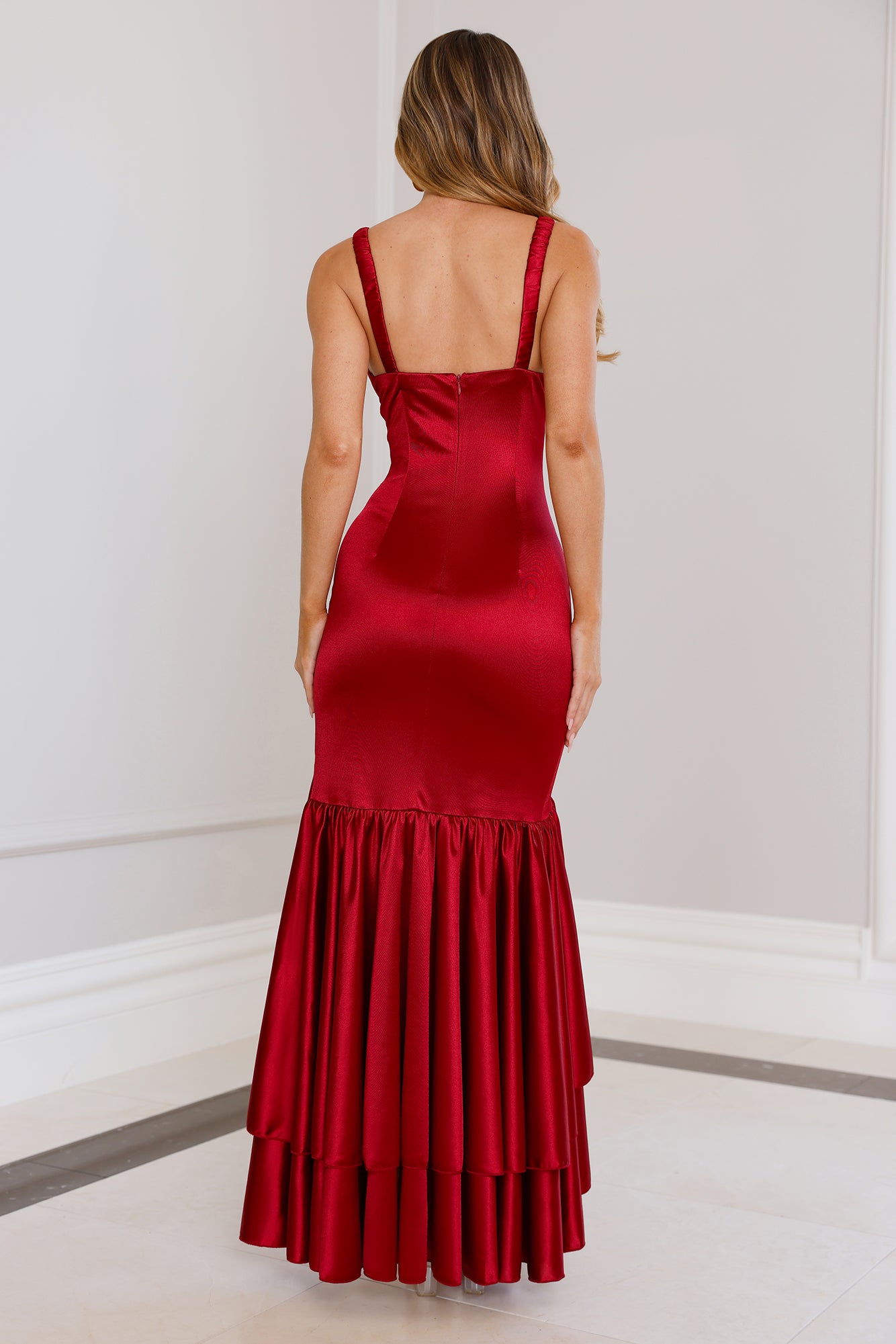 Twilight Luxe Satin Maxi Dress Maroon