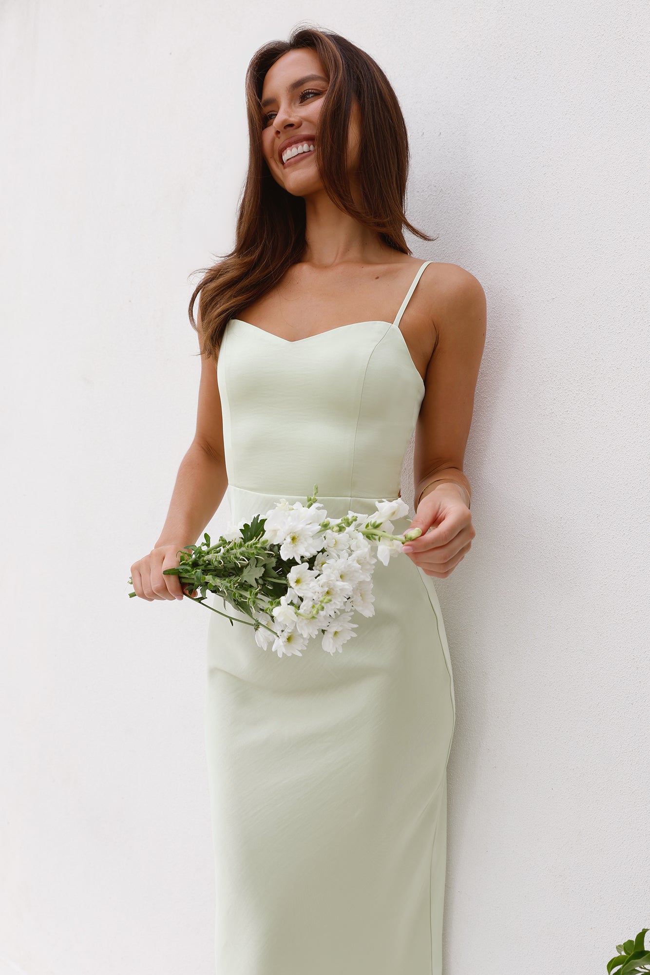Made To Impress Satin Midi Dress Lime