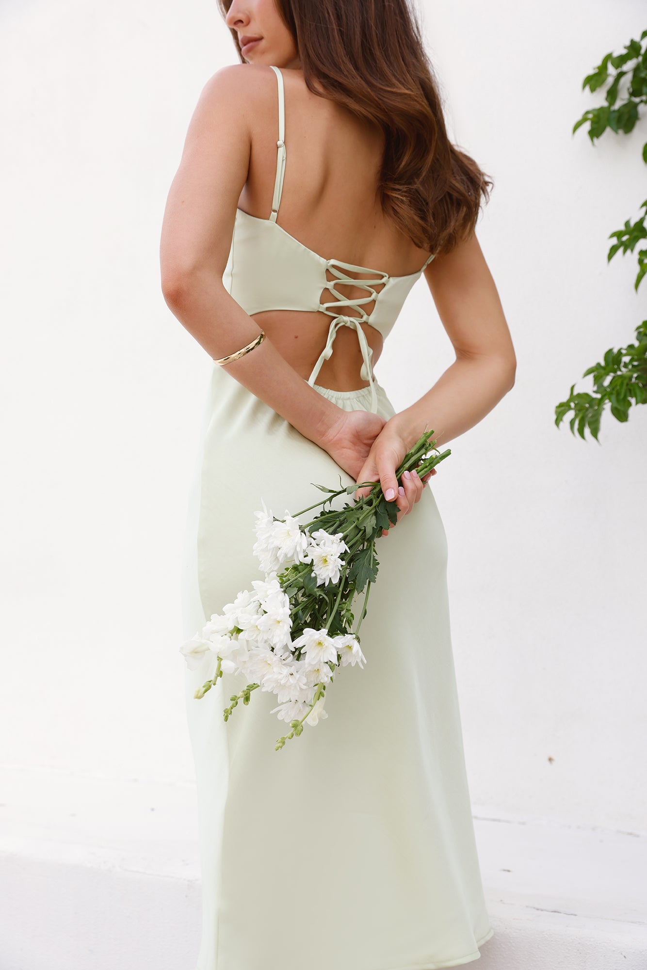 Made To Impress Satin Midi Dress Lime