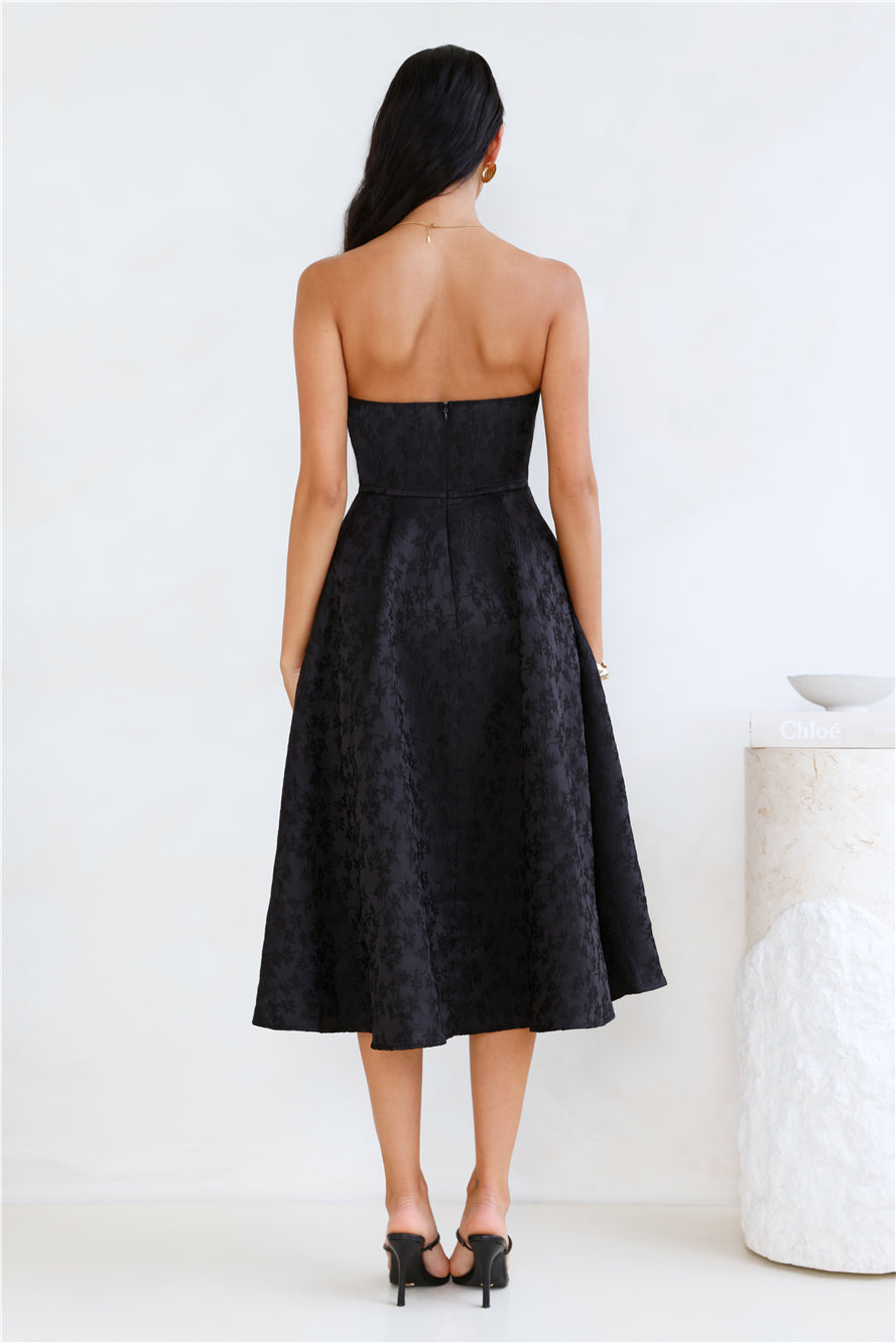 Ink Love Strapless Midi Dress Black