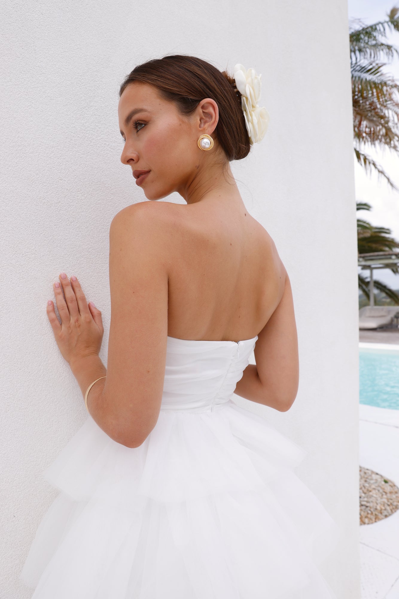 HELLO MOLLY Secret Soirée Tulle Strapless Mini Dress White