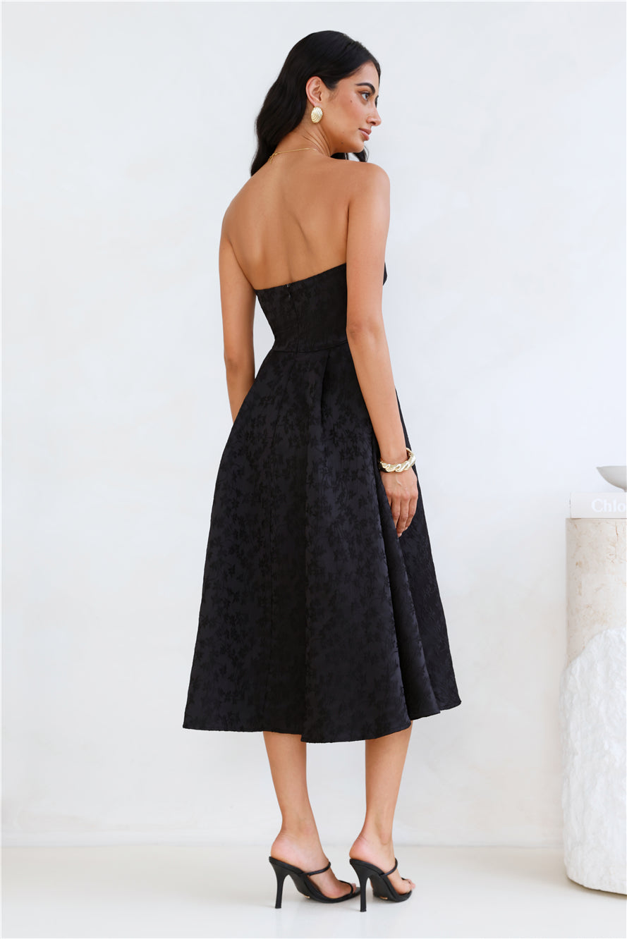 Ink Love Strapless Midi Dress Black