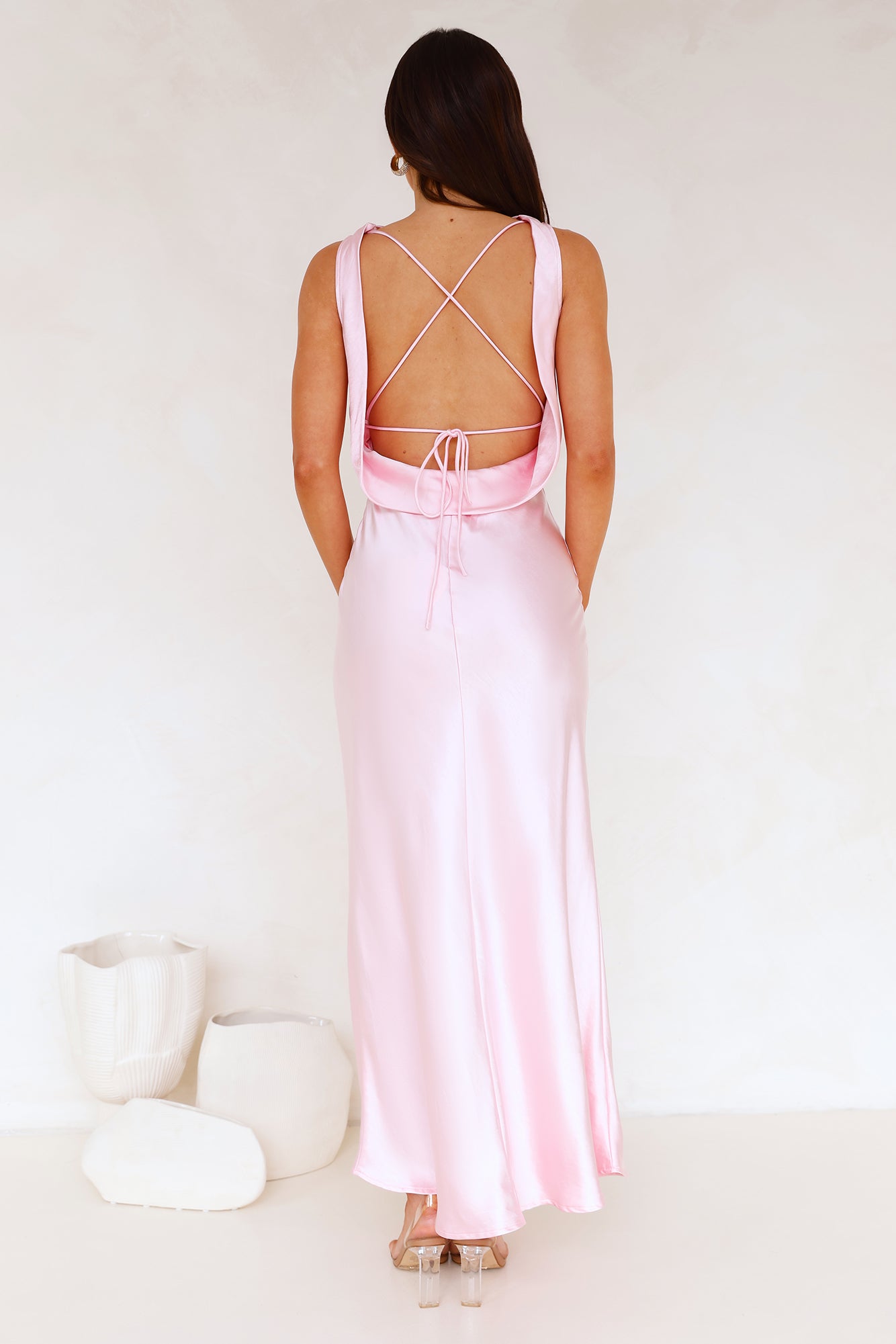 Rosalie Satin Maxi Dress Pink