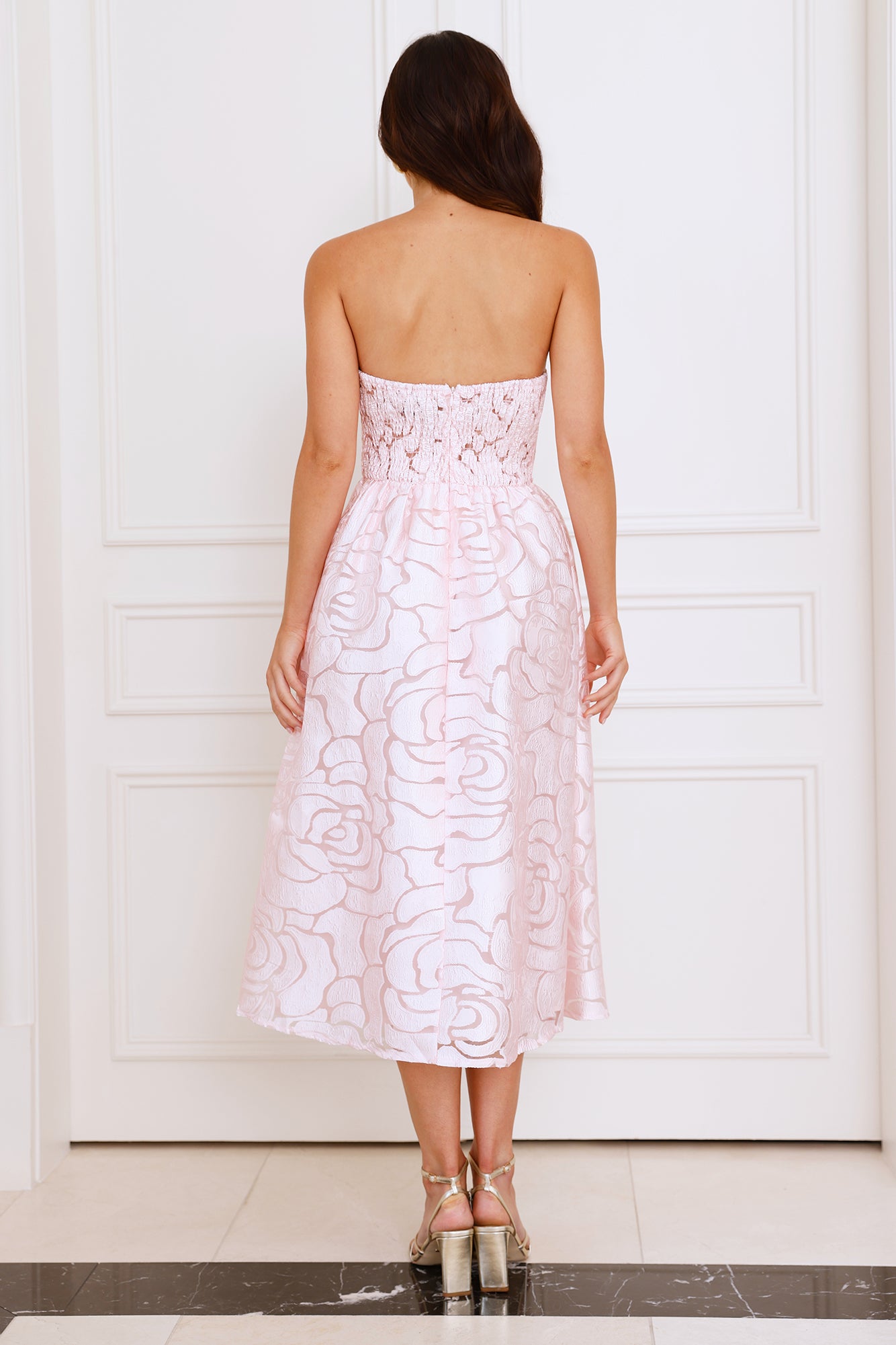 Nora Strapless Midi Dress Pink