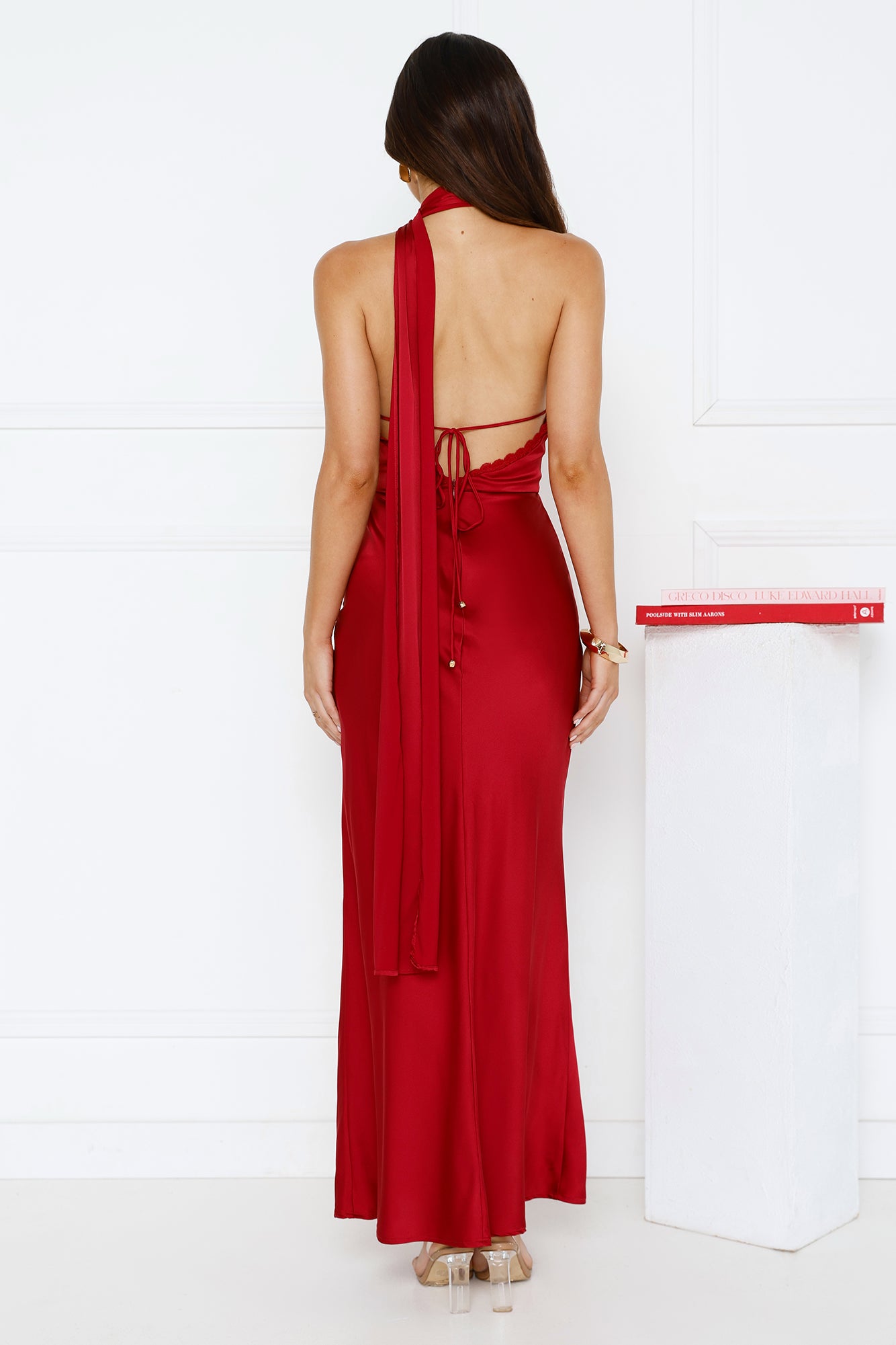 Luxe Experience Satin Maxi Dress Red