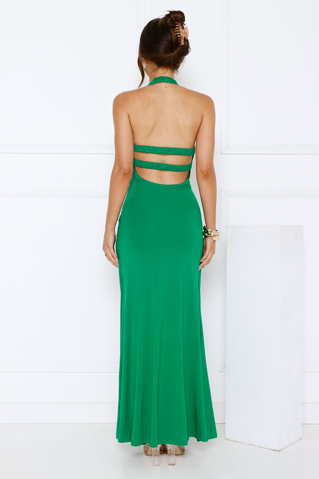 Up To Mischief Halter Maxi Dress Green
