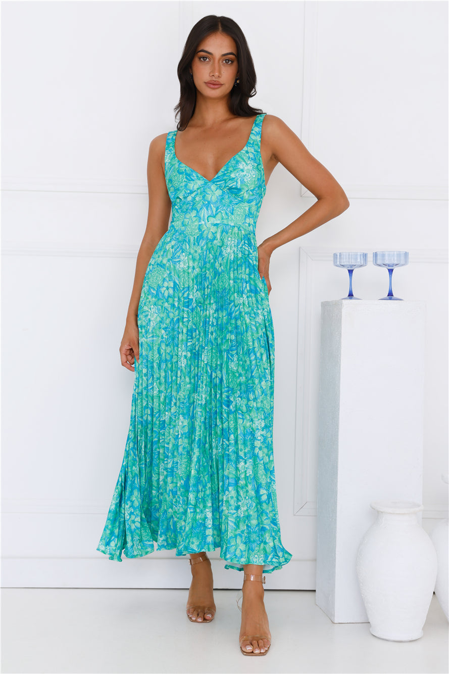 Ember Enchantment Satin Maxi Dress Green