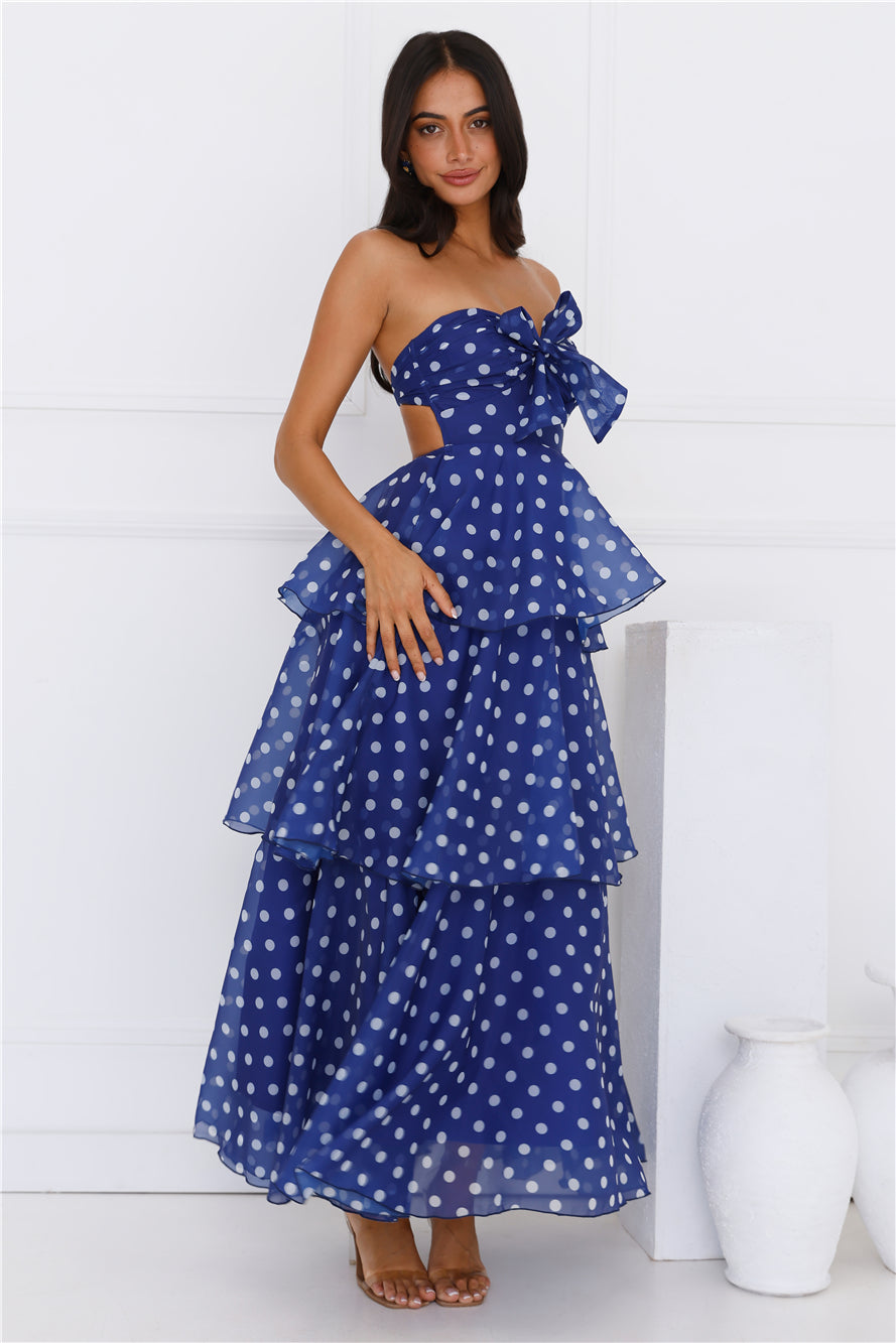 Raining Love Strapless Maxi Dress Navy