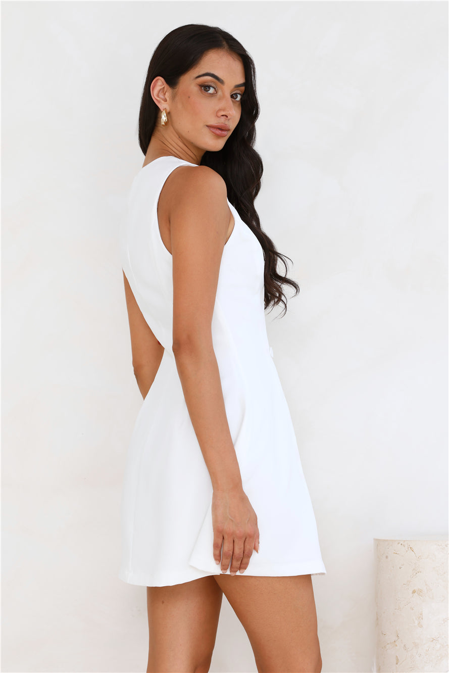 Office Chic Tailored Mini Dress White