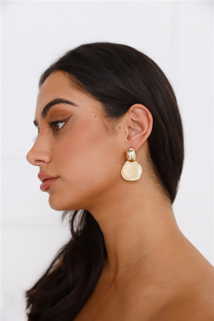 18k Gold Plated Sea Sculpture Earrings Gold
