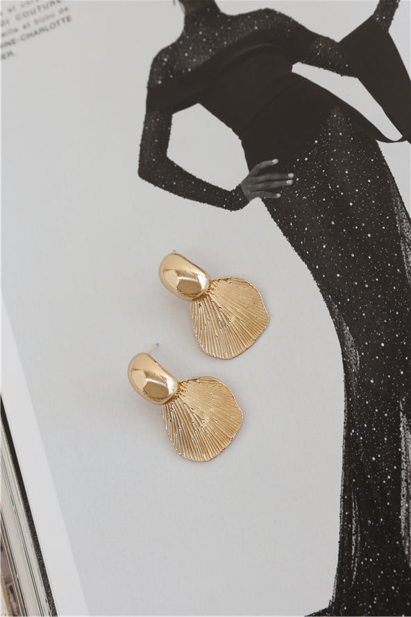 18k Gold Plated Sea Sculpture Earrings Gold