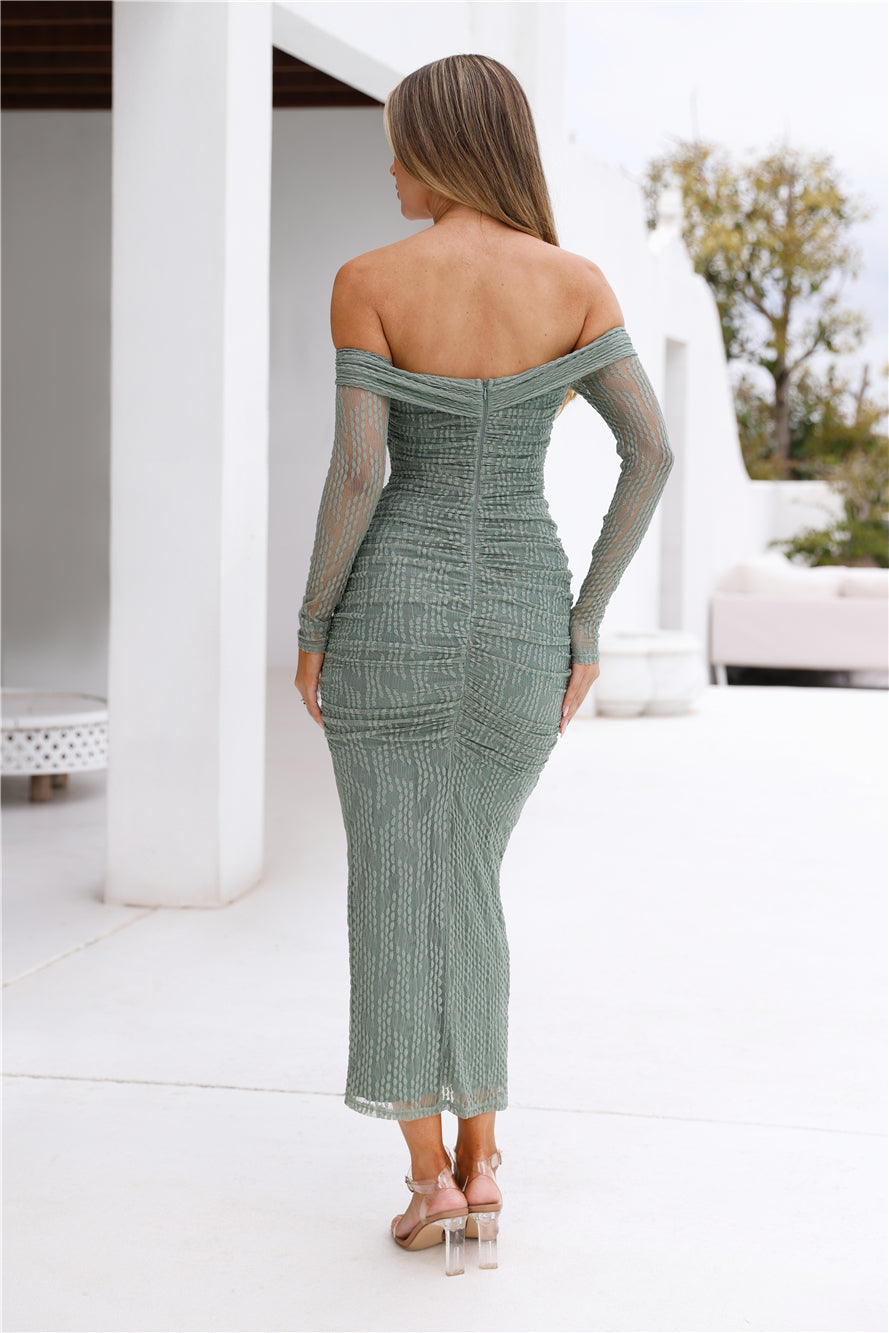 Raegan Mesh Midi Dress Sage