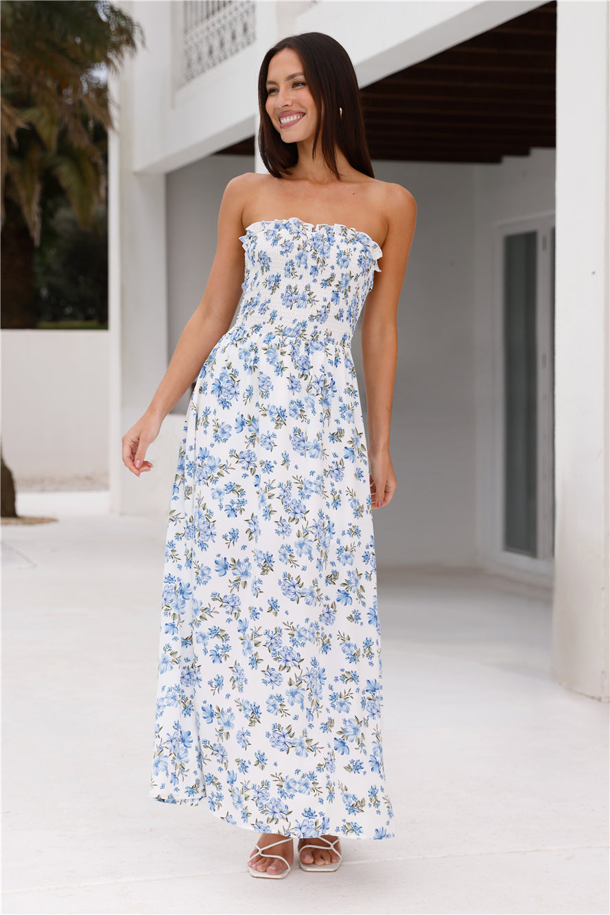 Anika Strapless Maxi Dress White
