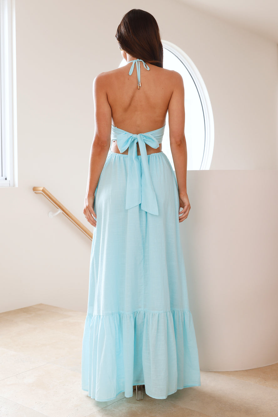 Ocean Charm Halter Maxi Dress Turquoise