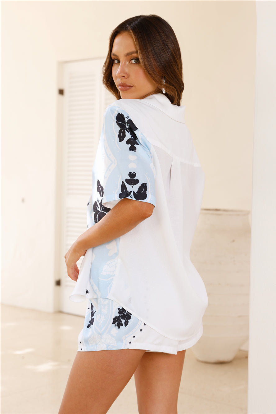 SEVEN WONDERS Western Shirt White Blue
