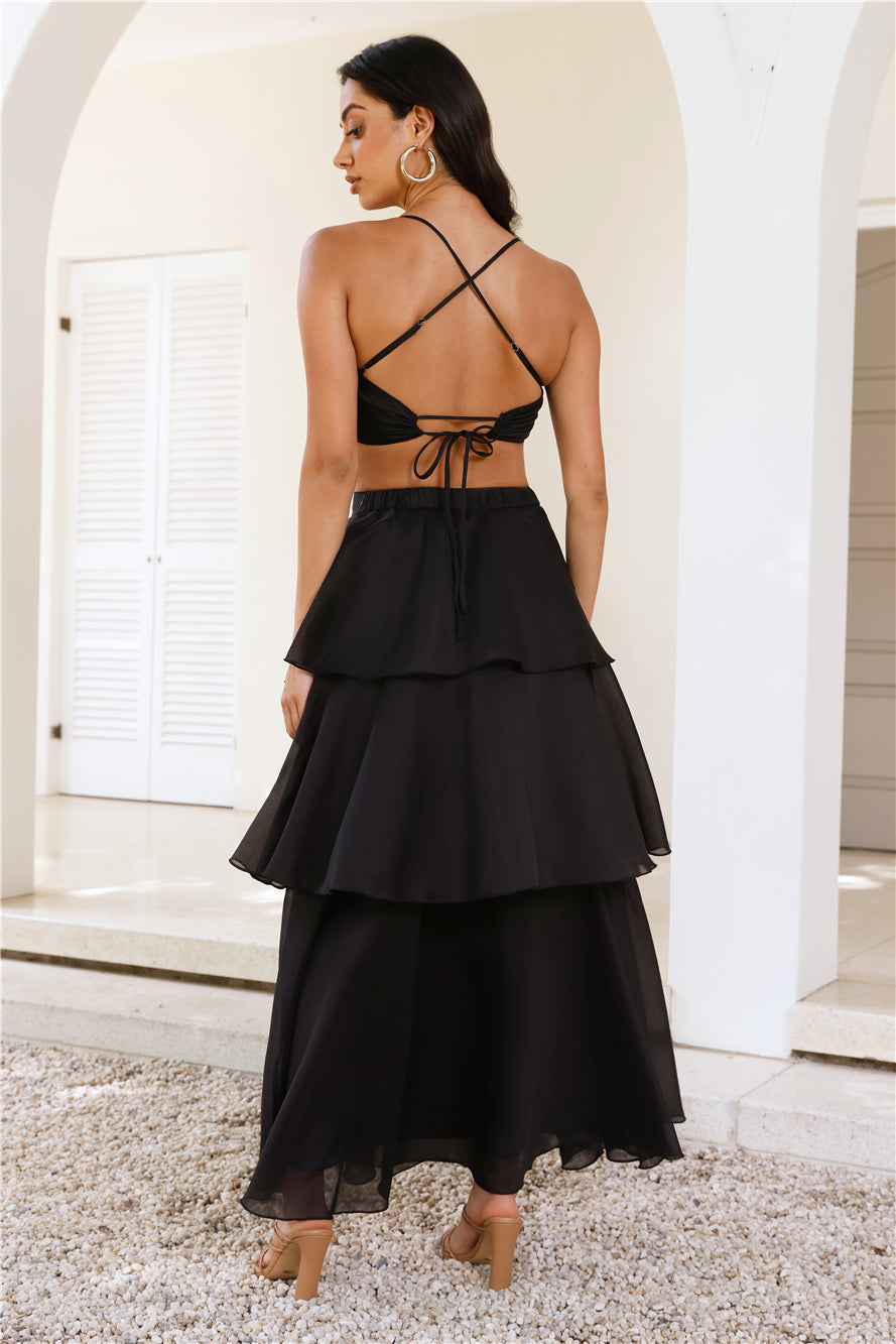 Two Becomes One Crop Top Black