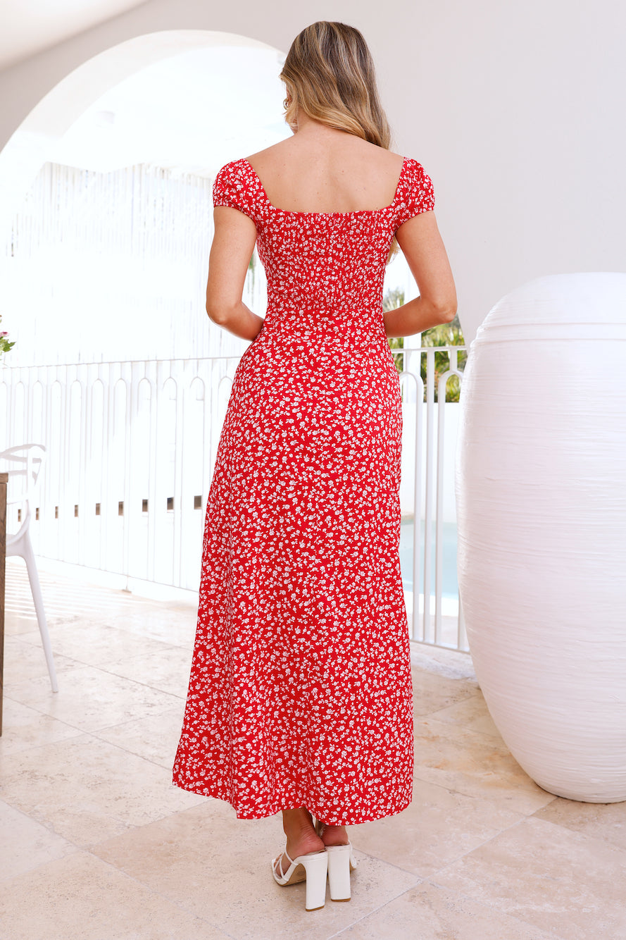 Wild Petal Maxi Dress Red