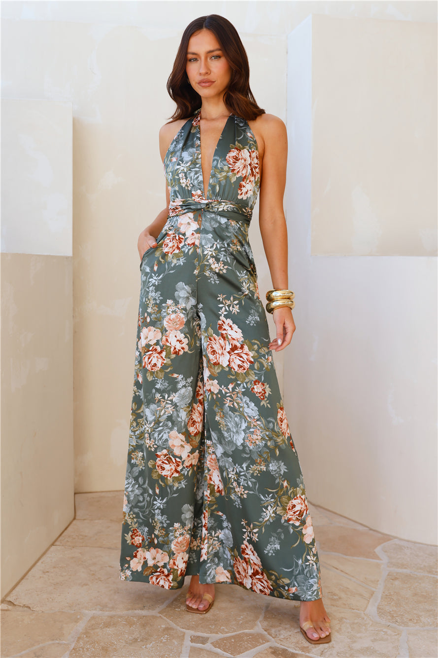 Nights In The Caribbean Jumpsuit Green