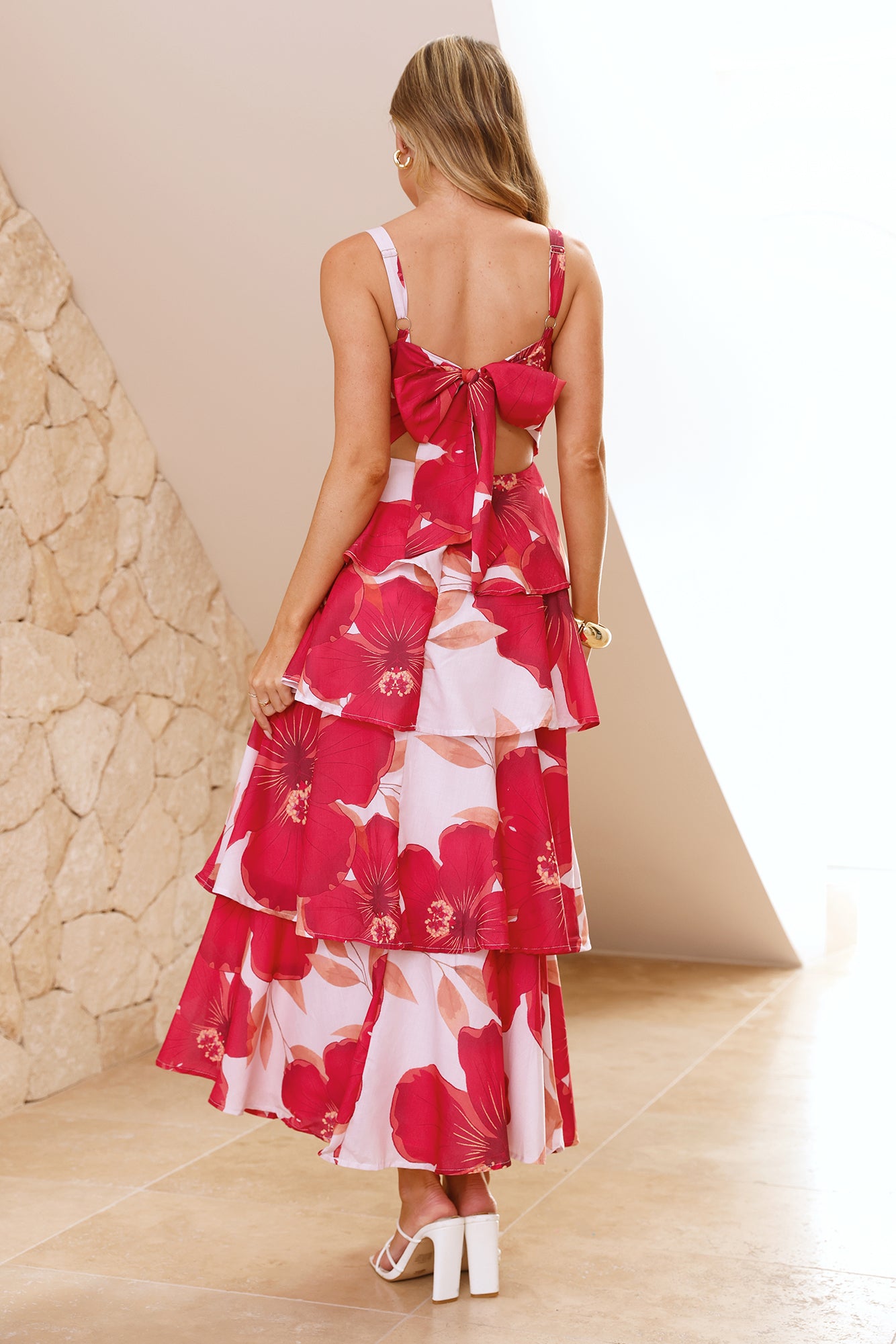 Flowering Splendor Maxi Dress Red