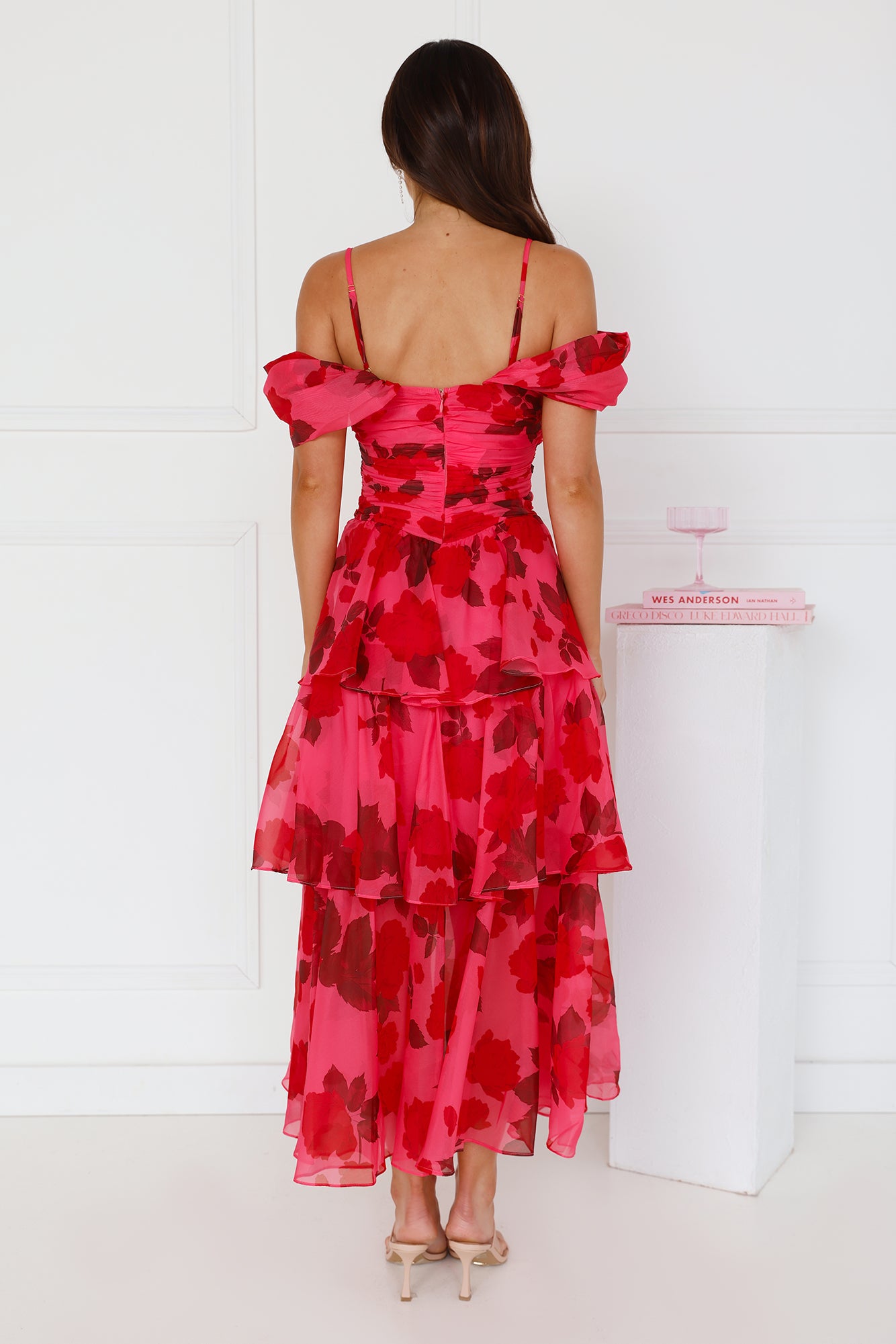 Whimsical Wonders Off Shoulder Midi Dress Pink