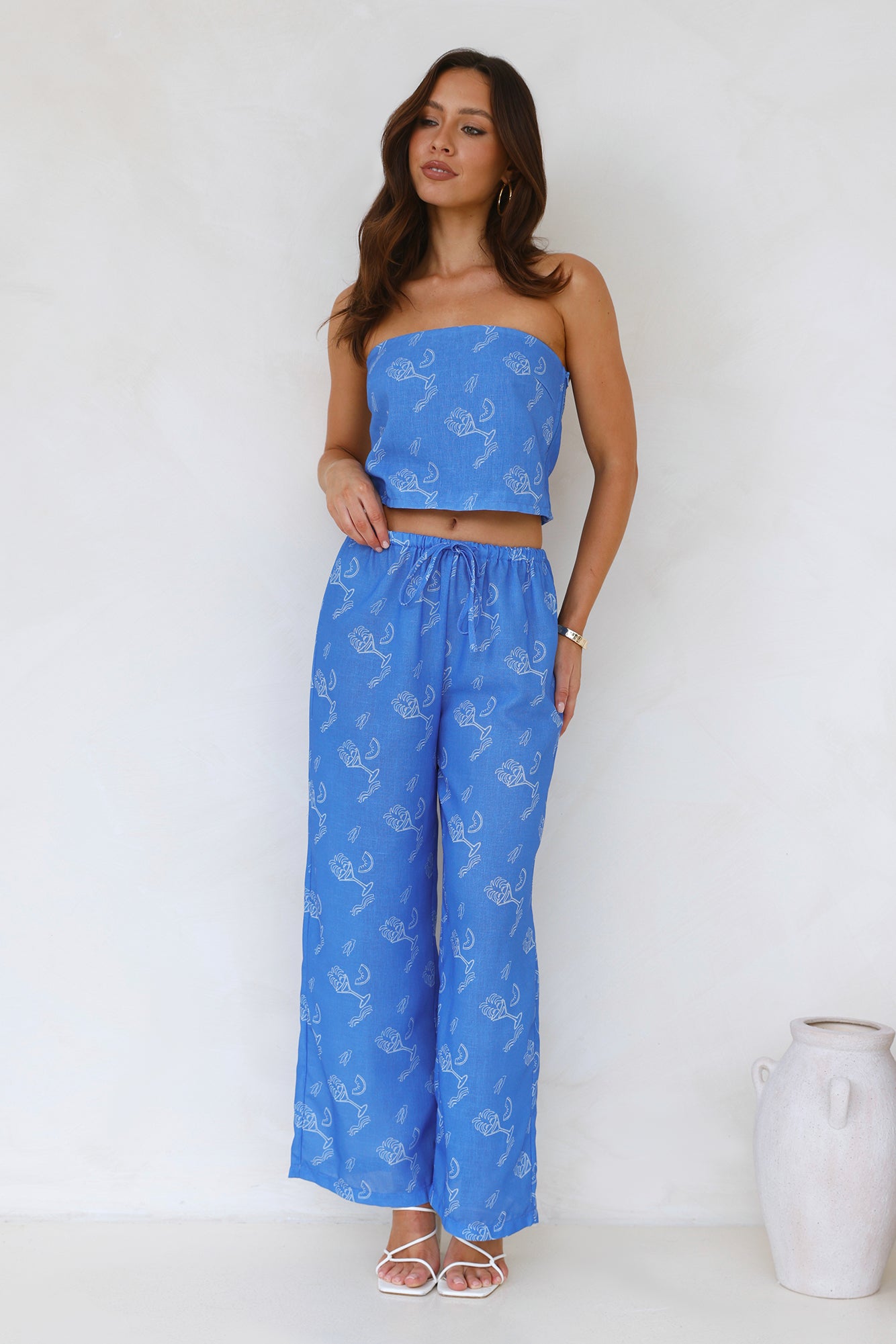 Melon Mix Strapless Crop Top Blue