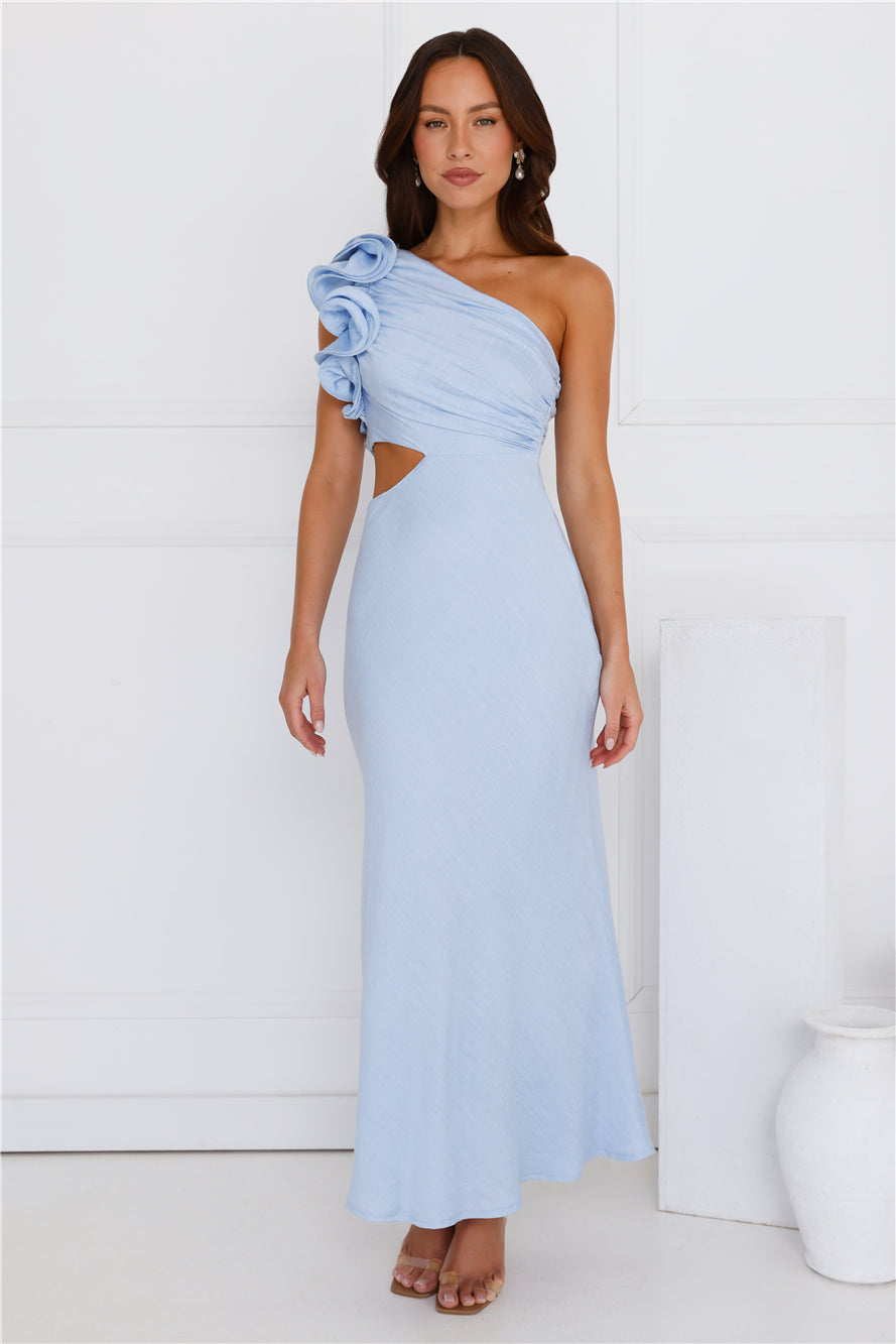 Midnight Runway One Shoulder Maxi Dress Blue