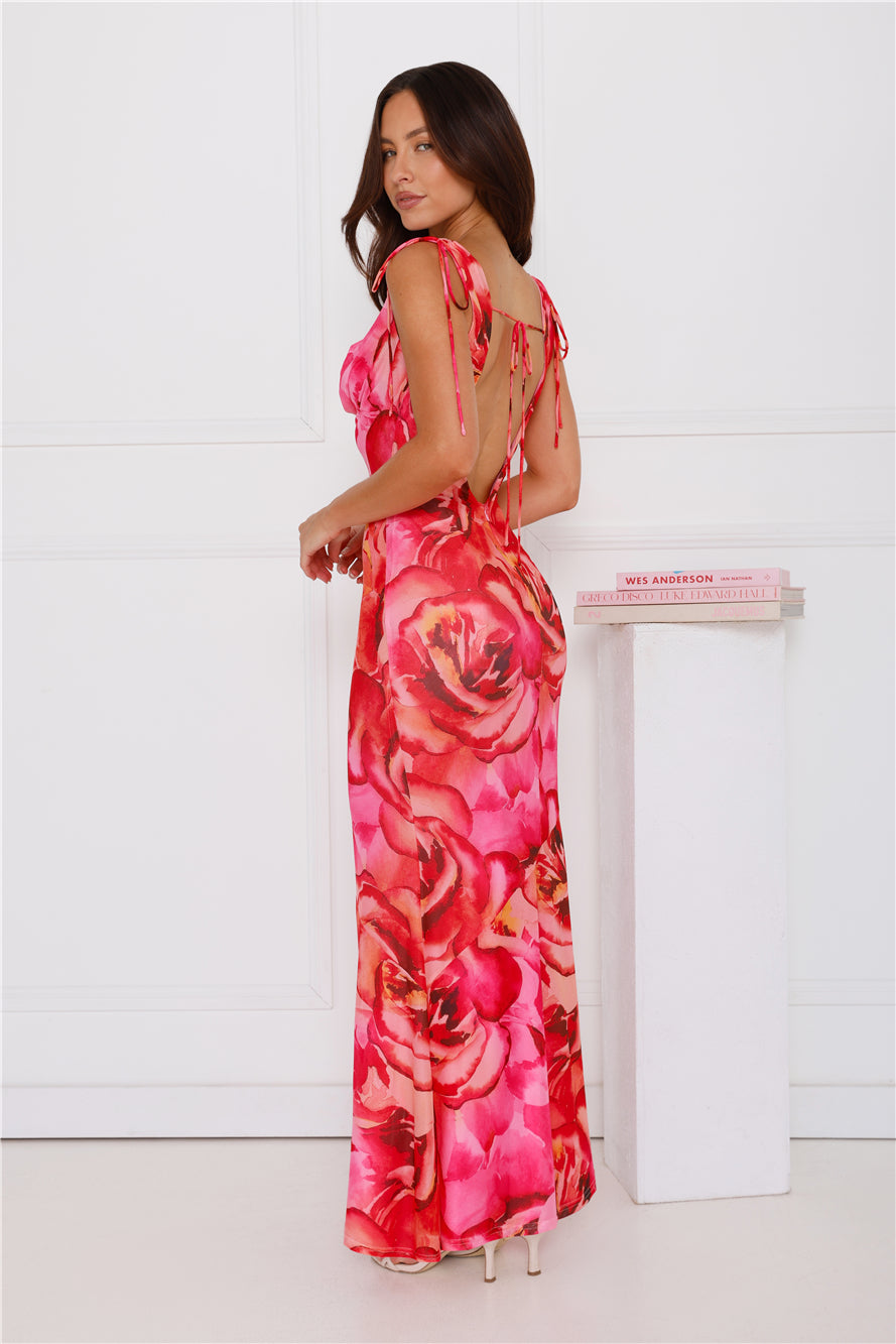 Pop Of Vibrancy Mesh Maxi Dress Pink