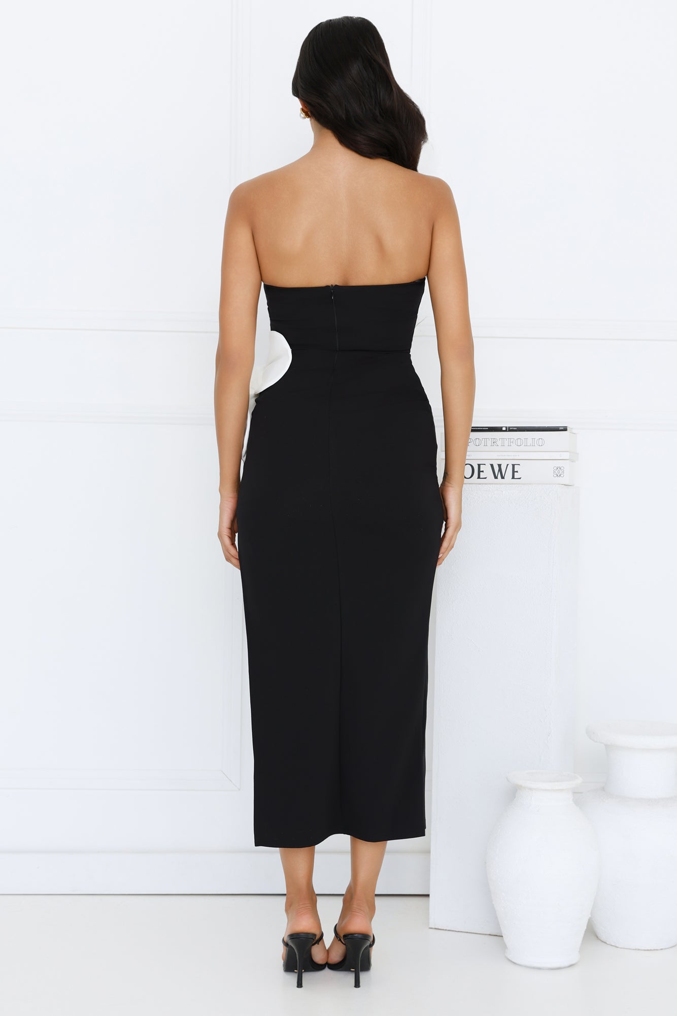 Elisandra Strapless Midi Dress Black