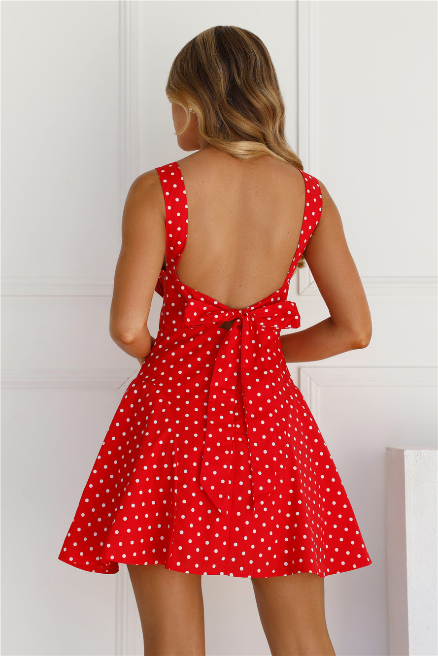 Polka Dot Perfection Mini Dress Red