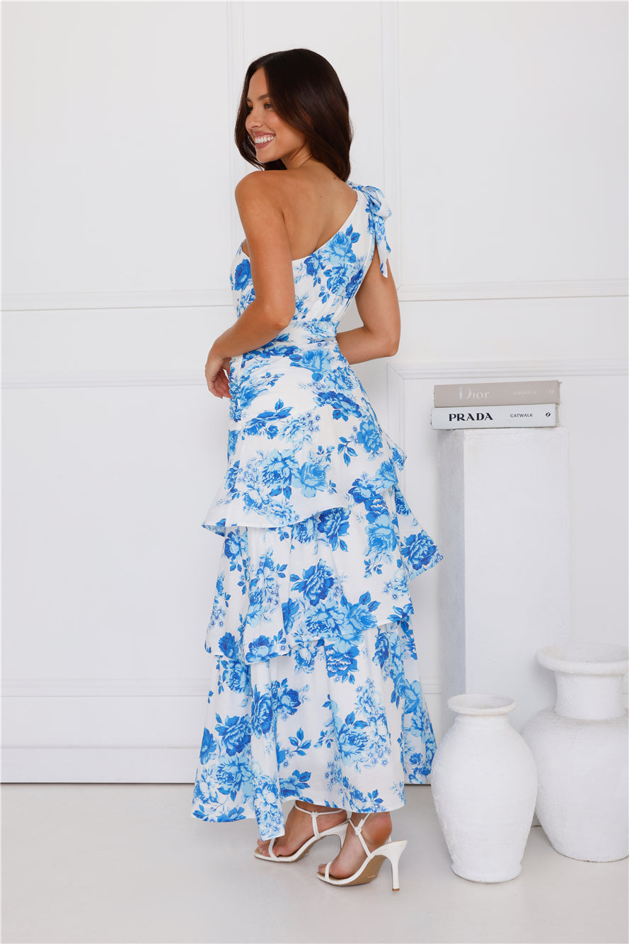 Kehlani One Shoulder Maxi Dress Blue