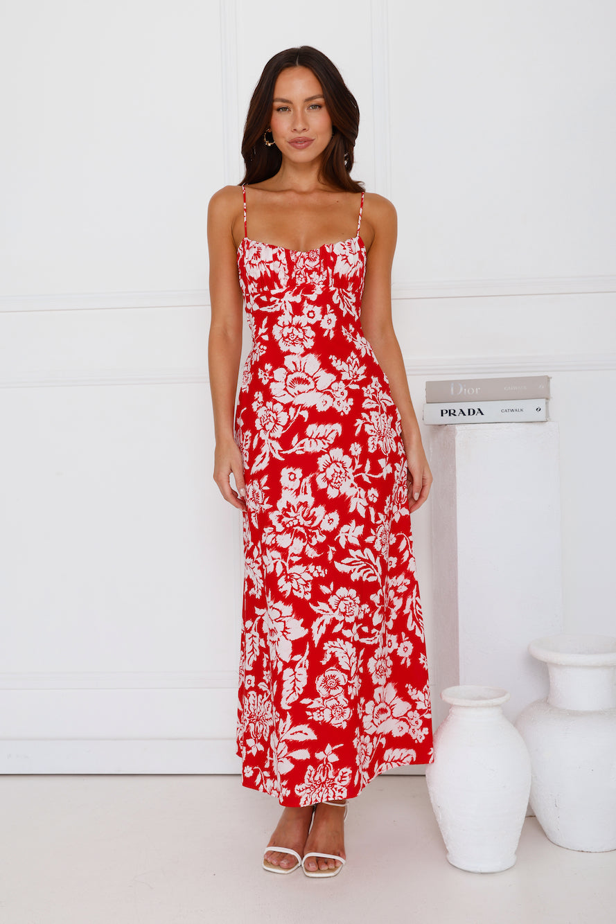 Gardenia Grove Maxi Dress Red