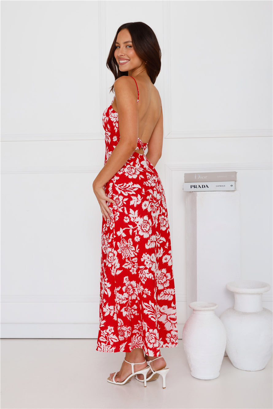 Gardenia Grove Maxi Dress Red
