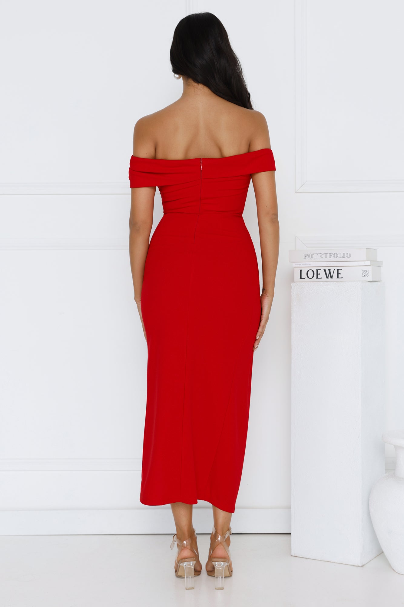 Isolde Off Shoulder Maxi Dress Red