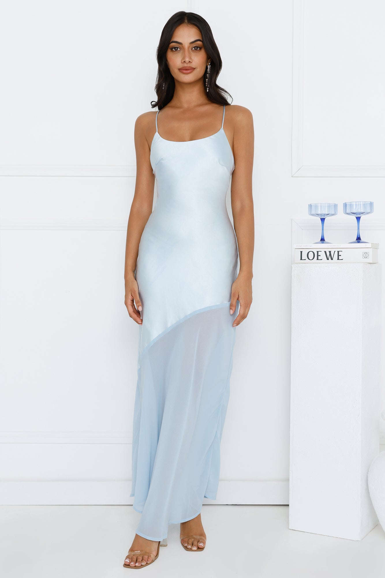Silky Kiss Satin Maxi Dress Blue