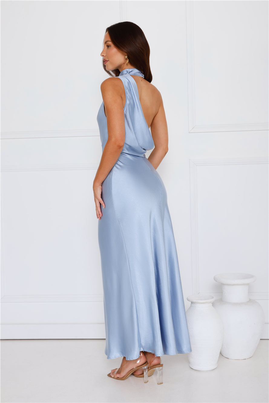 Formal Luxe Satin Maxi Dress Blue