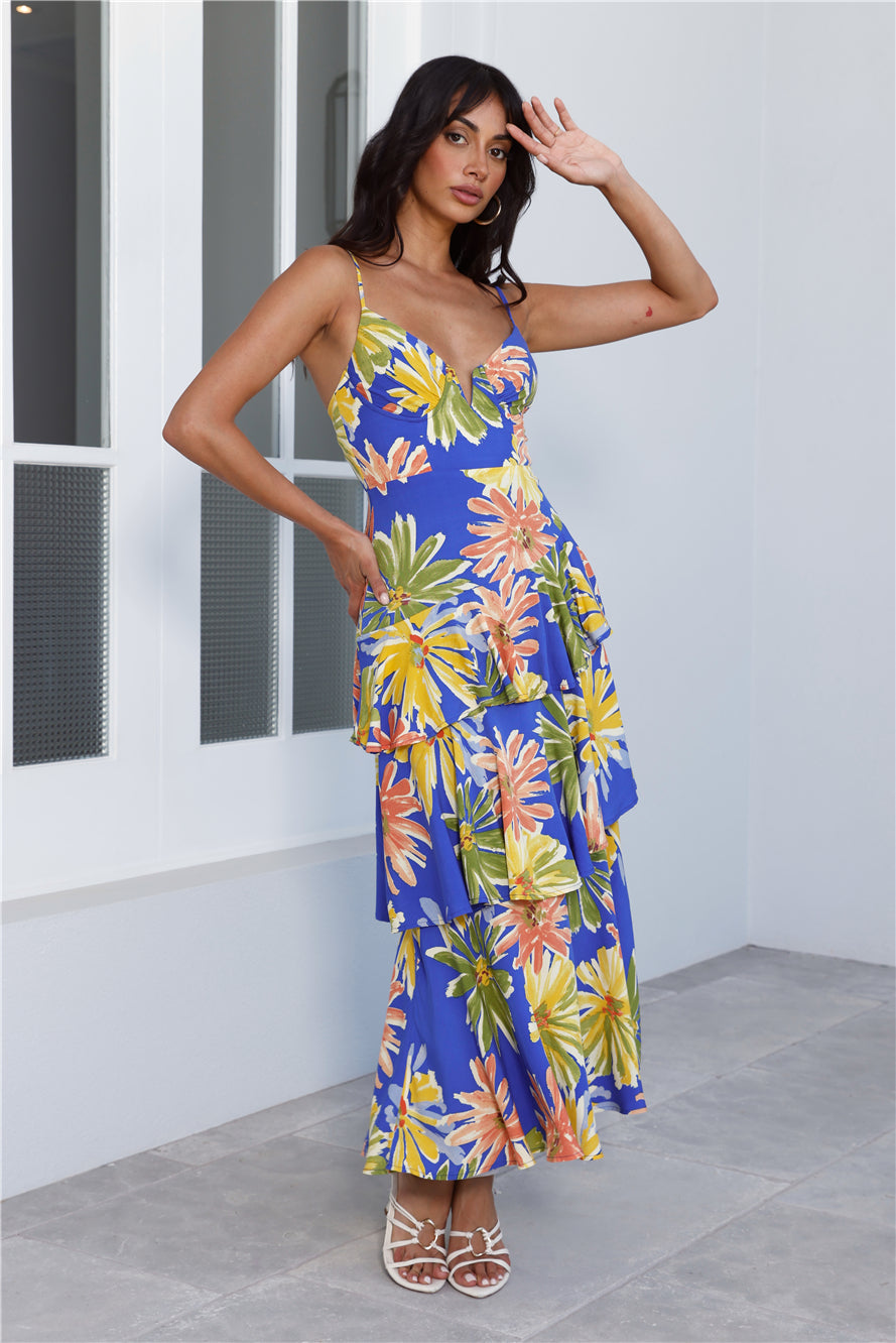 Spring Joy Midi Dress Blue