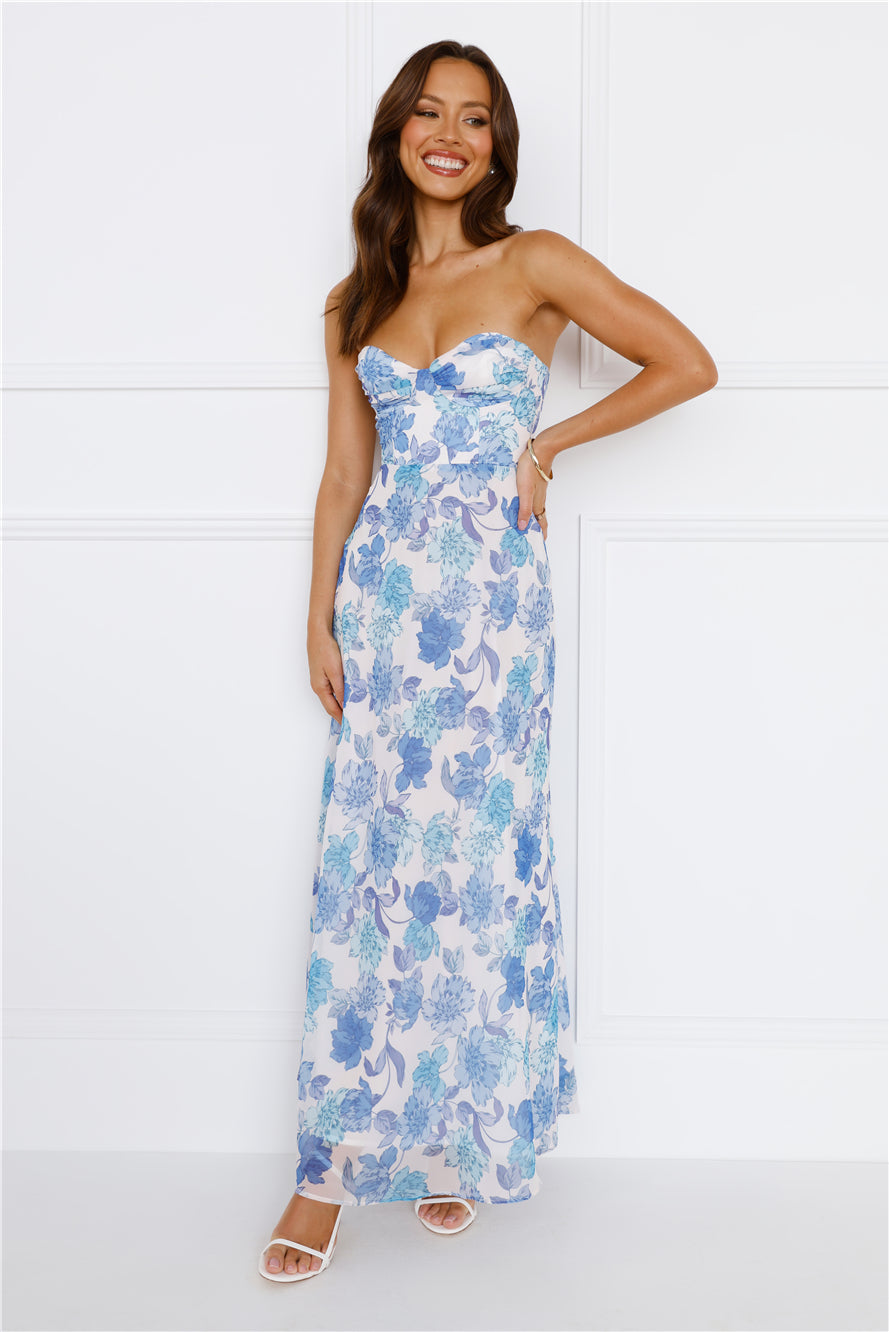 Possessive Power Strapless Maxi Dress Blue