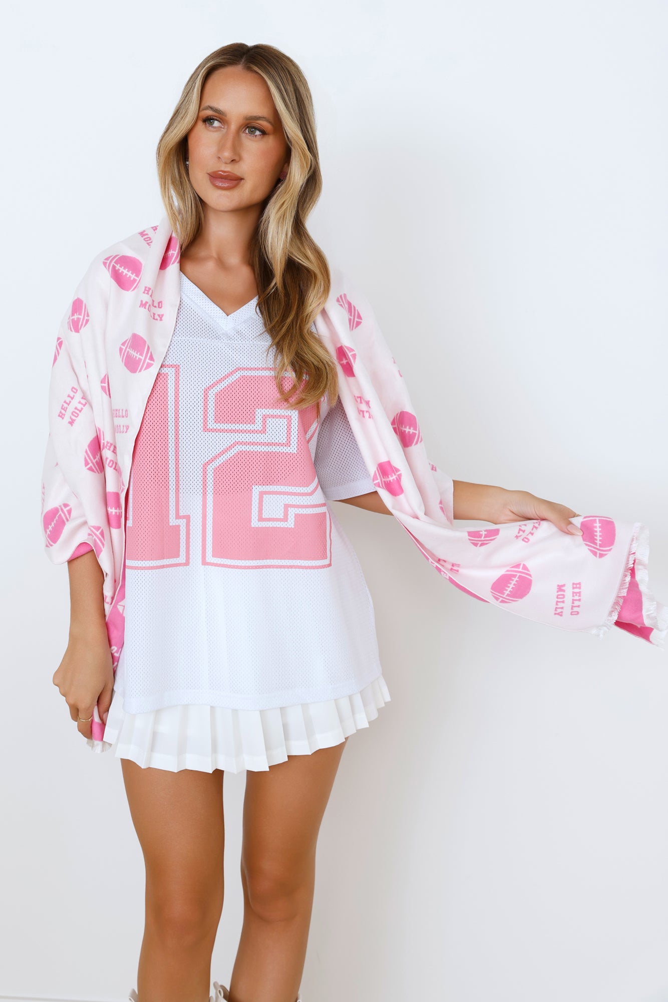 Football Print Scarf Pink
