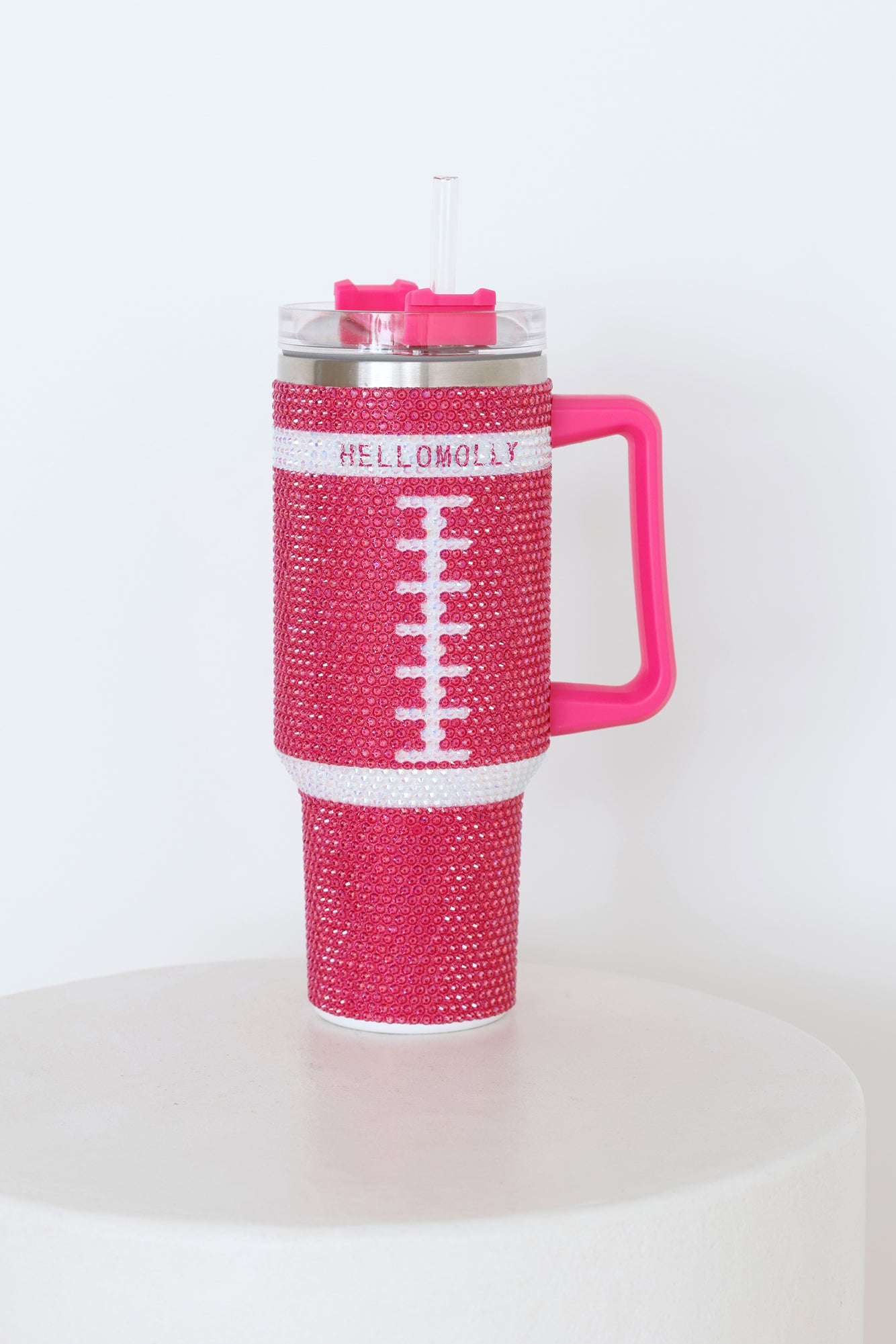Football Tumbler Cup Pink Shimmer