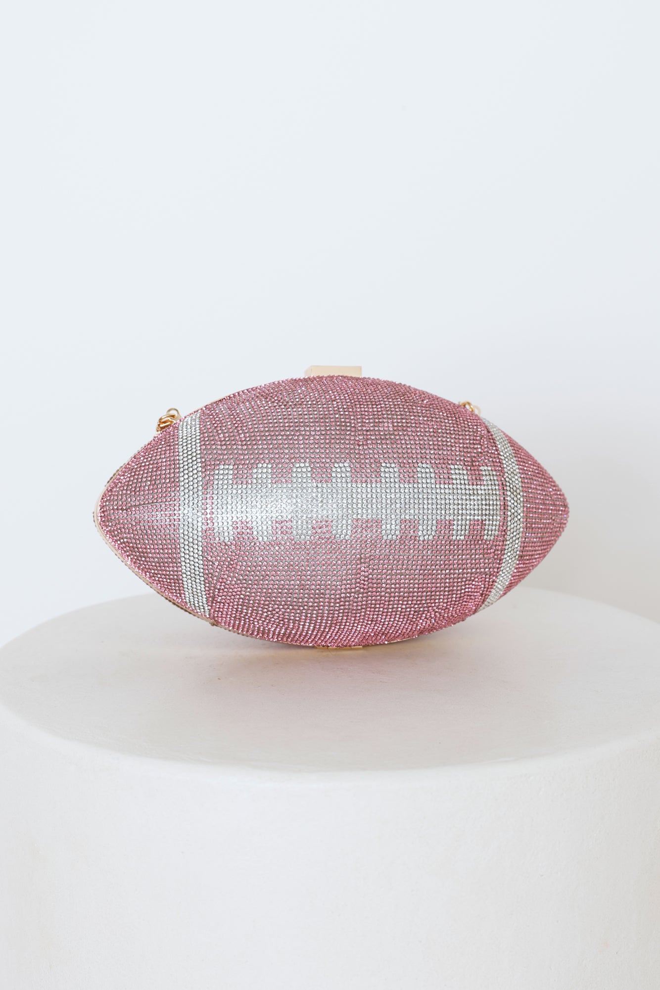 Sparkling Sidelines Football Diamante Clutch Gold