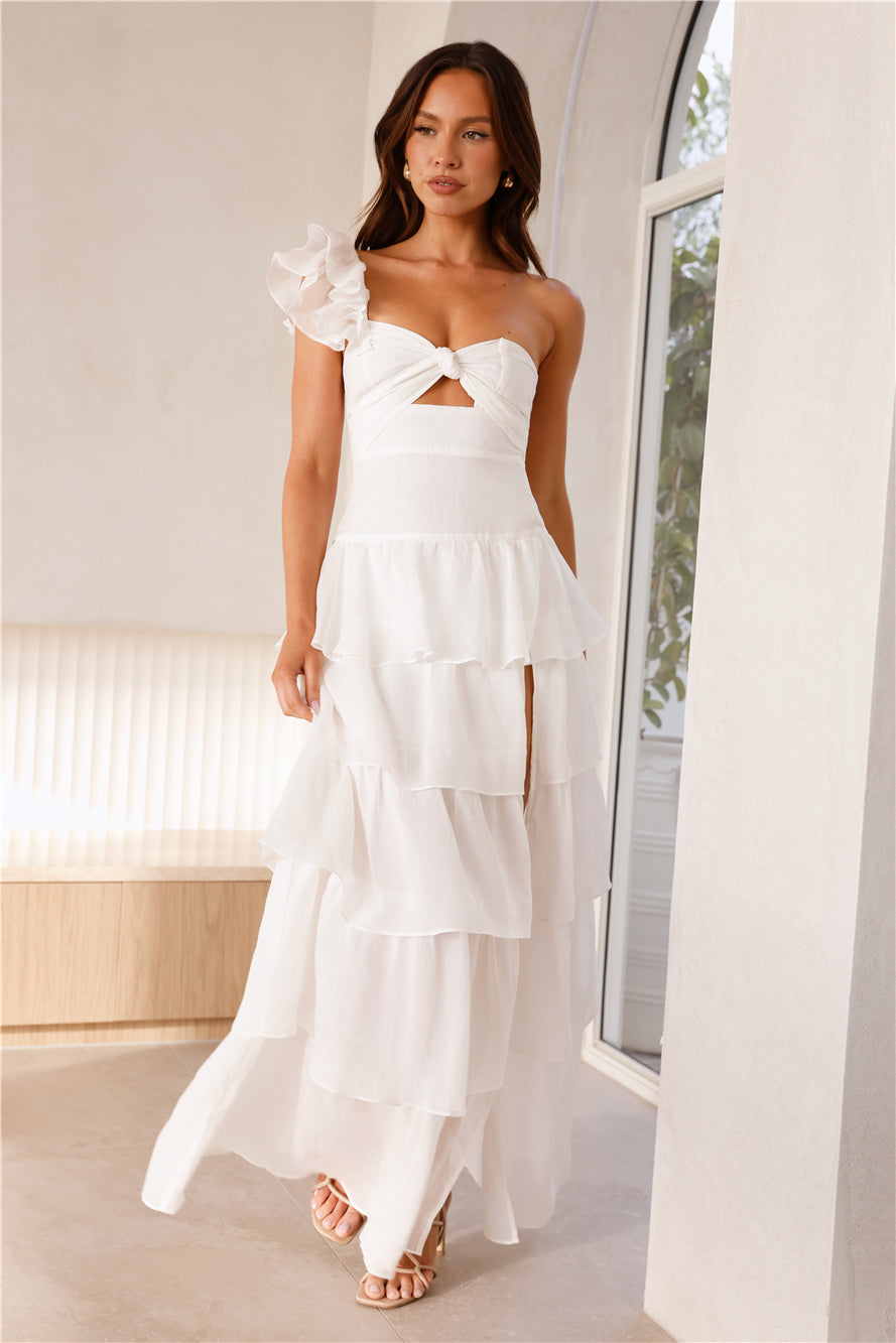 HELLO MOLLY Girl Meets Summer One Shoulder Maxi Dress White