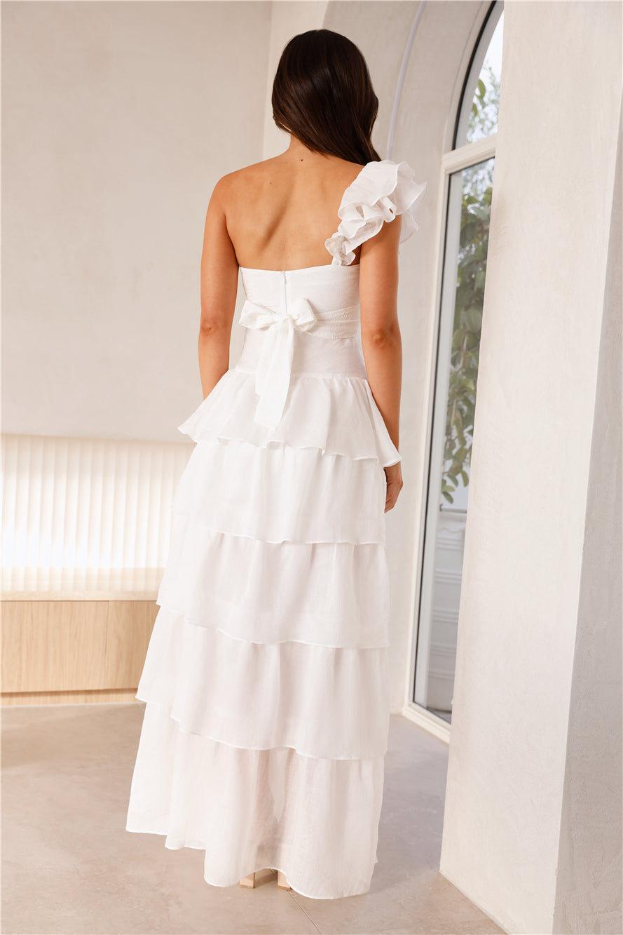 HELLO MOLLY Girl Meets Summer One Shoulder Maxi Dress White