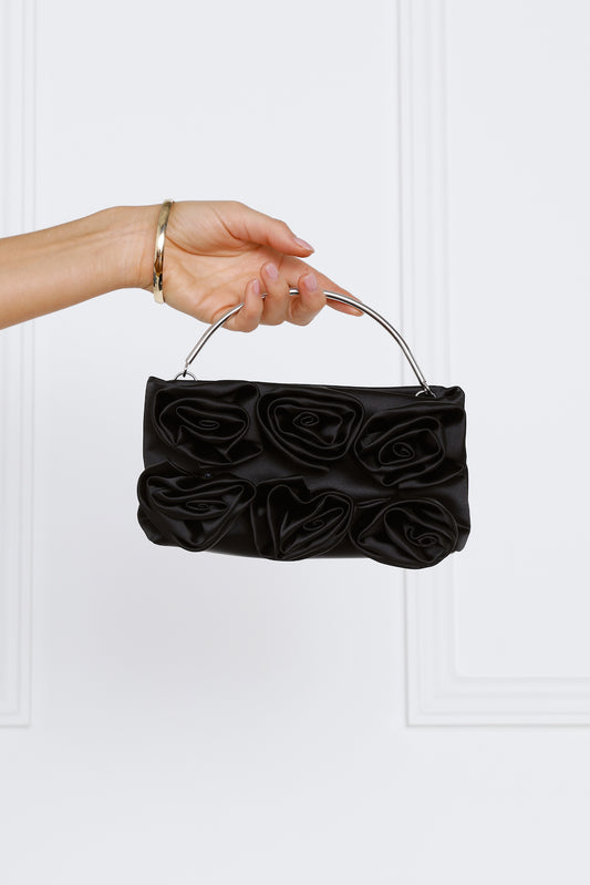 BILLINI Flora Handle Bag Black Satin