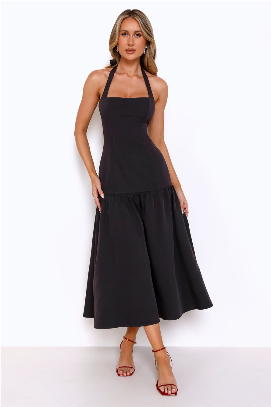 Like Fine Wine Halter Midi Dress Black