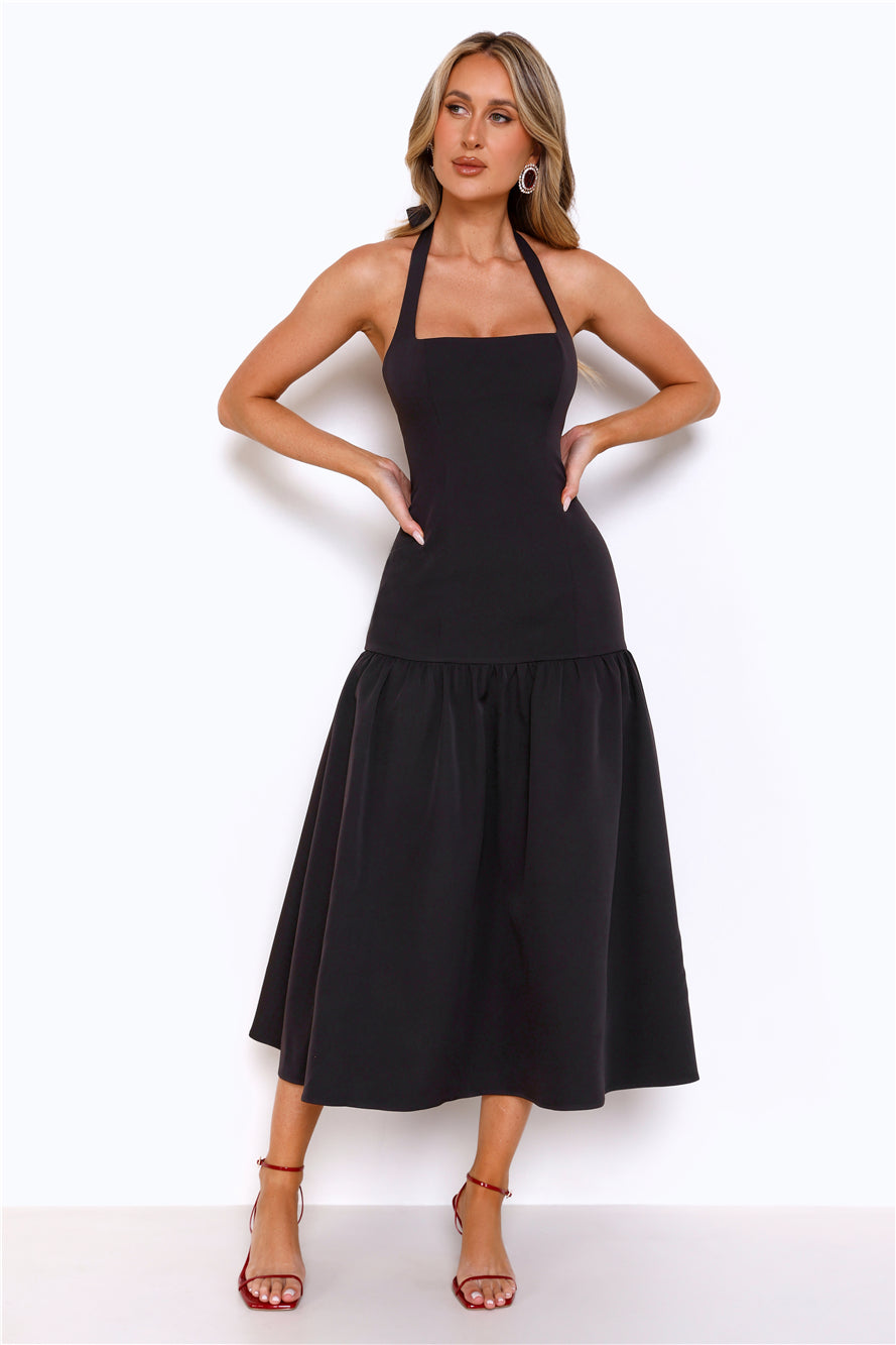 Like Fine Wine Halter Midi Dress Black
