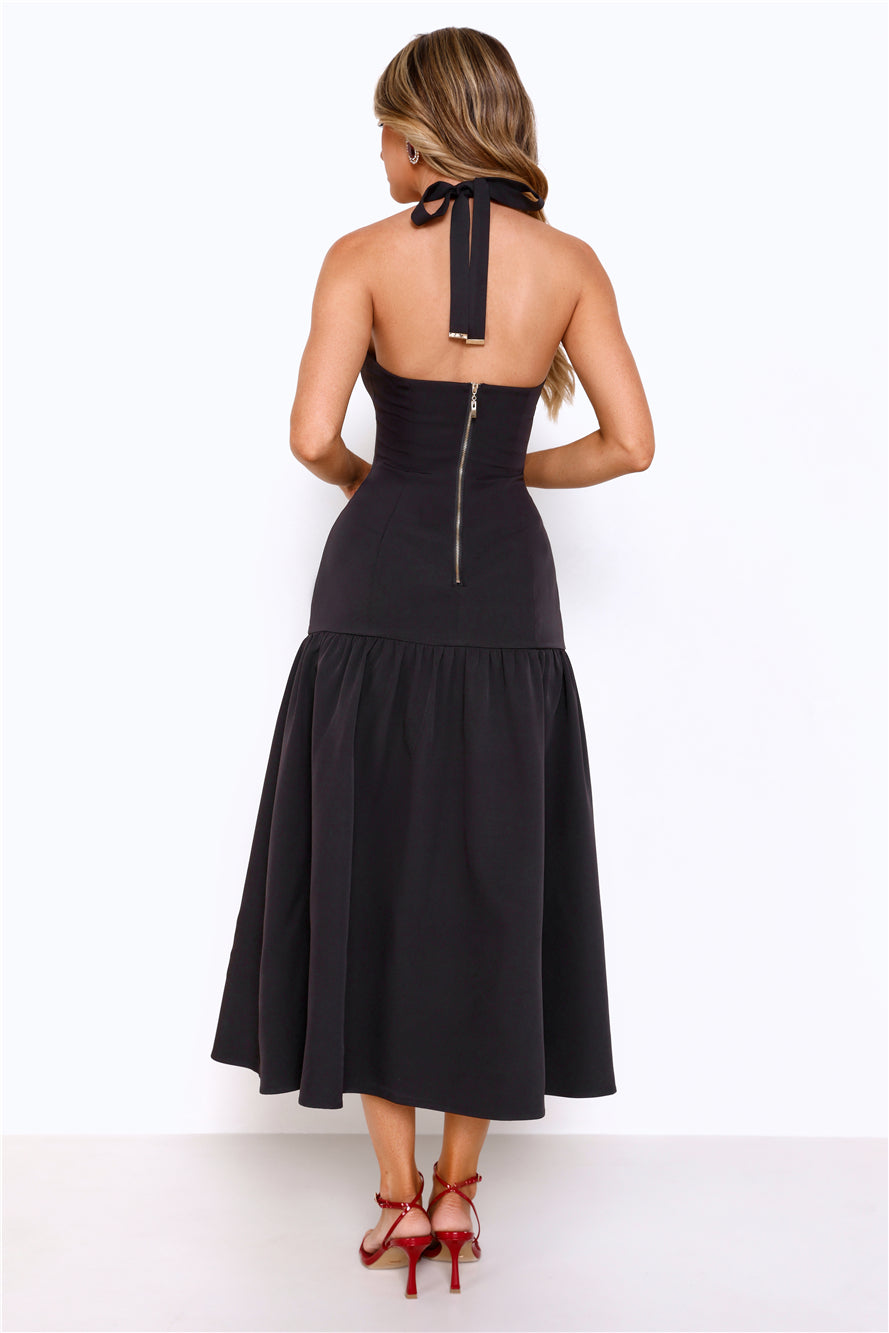 Like Fine Wine Halter Midi Dress Black