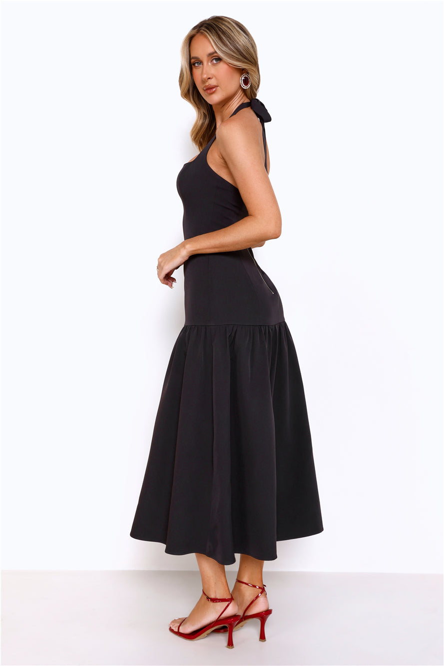 Like Fine Wine Halter Midi Dress Black